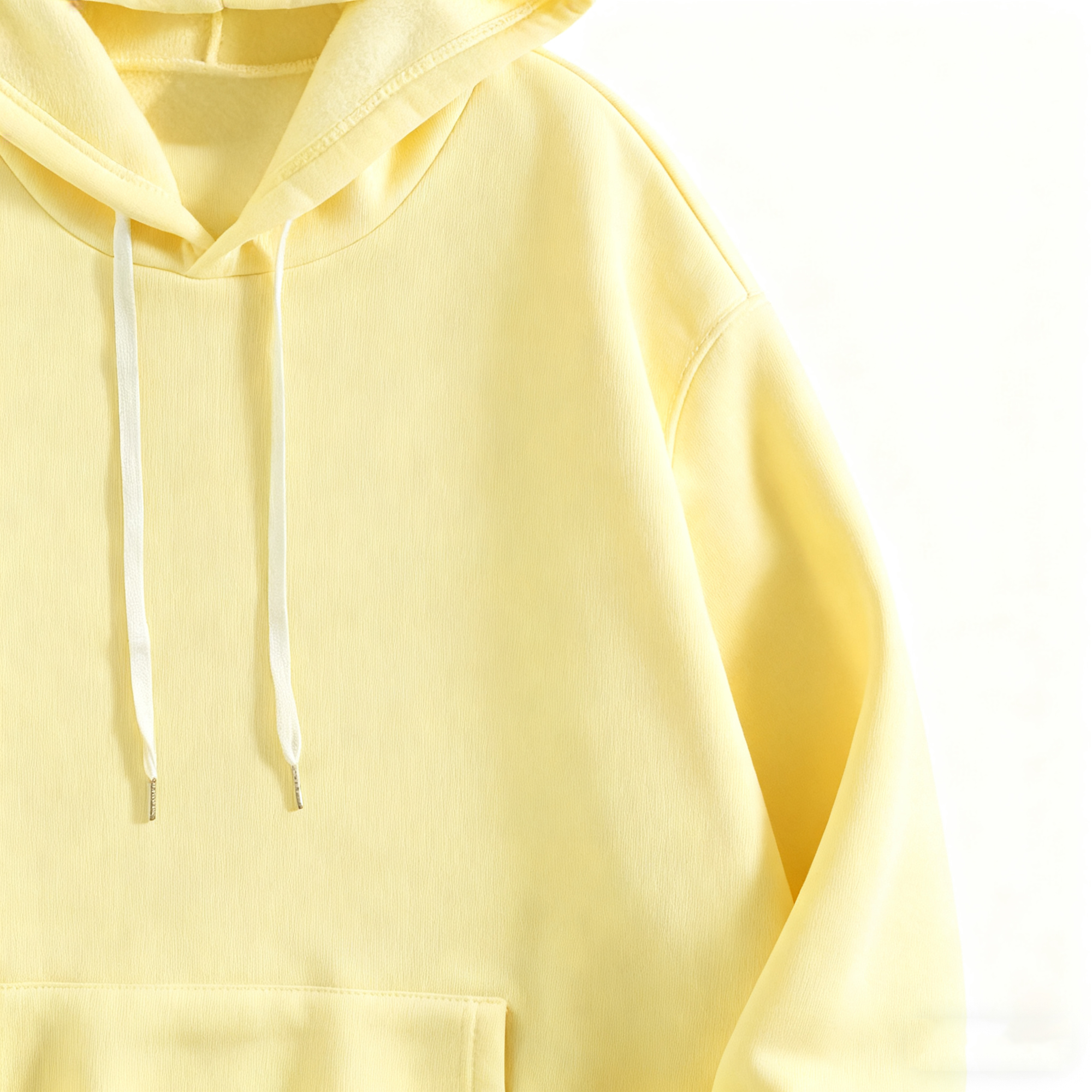 Men's Light Yellow Hoodie - Classic Casual Pullover with Kangaroo Pocket for Daily Wear, Street Style & Lounge Comfort