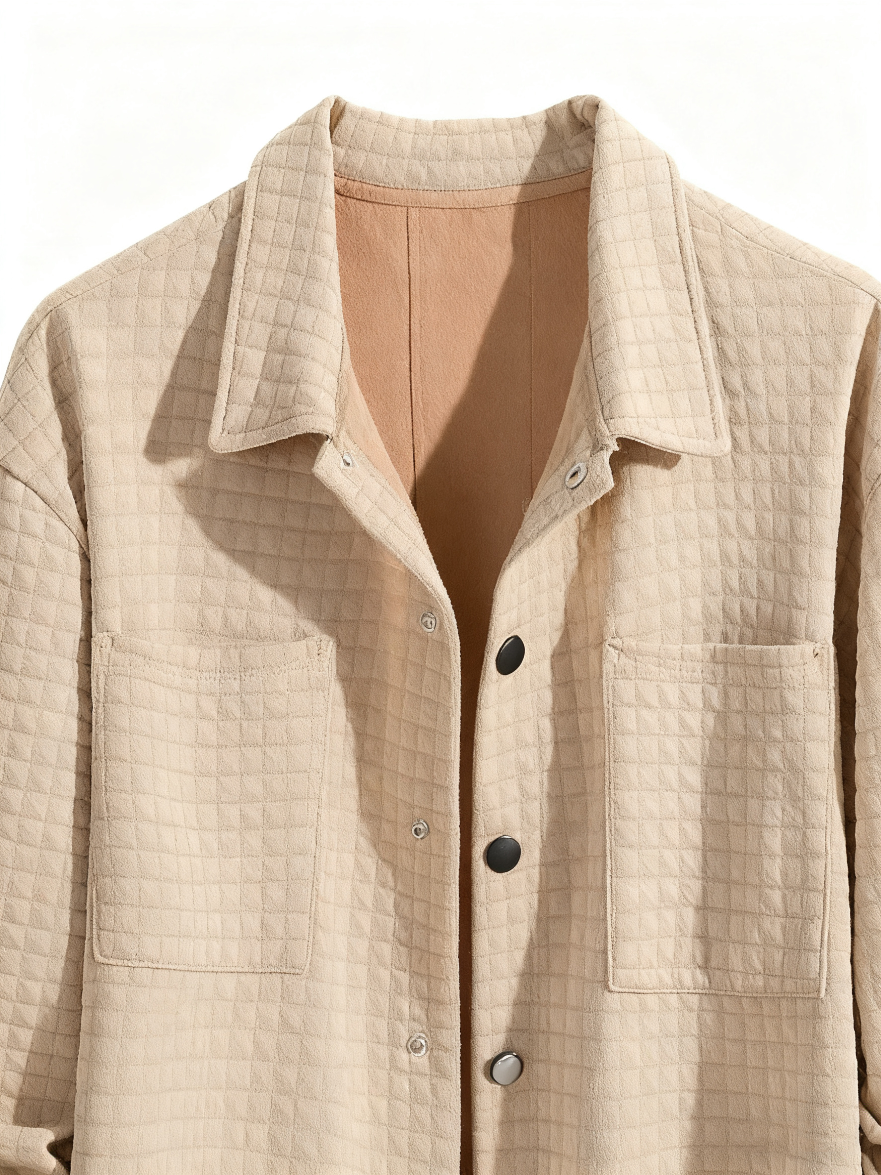 Men's Quilted Shirt Jacket - Oversized Casual Shacket with Pocket Details for Urban Style & Leisure Comfort