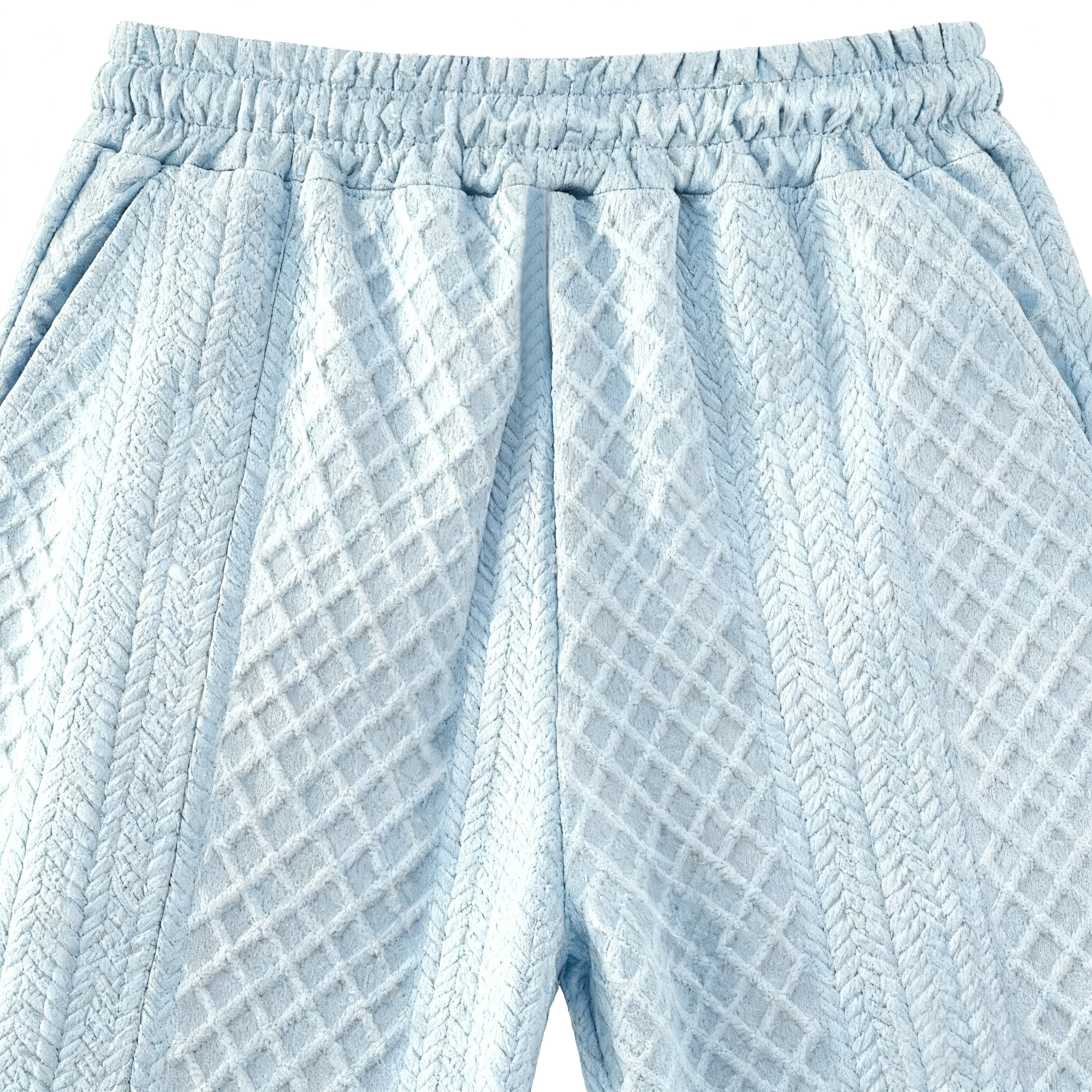 Men's Light Blue Textured Casual Shorts - Elevate Your Leisure Style with Unique Design & Effortless Comfort