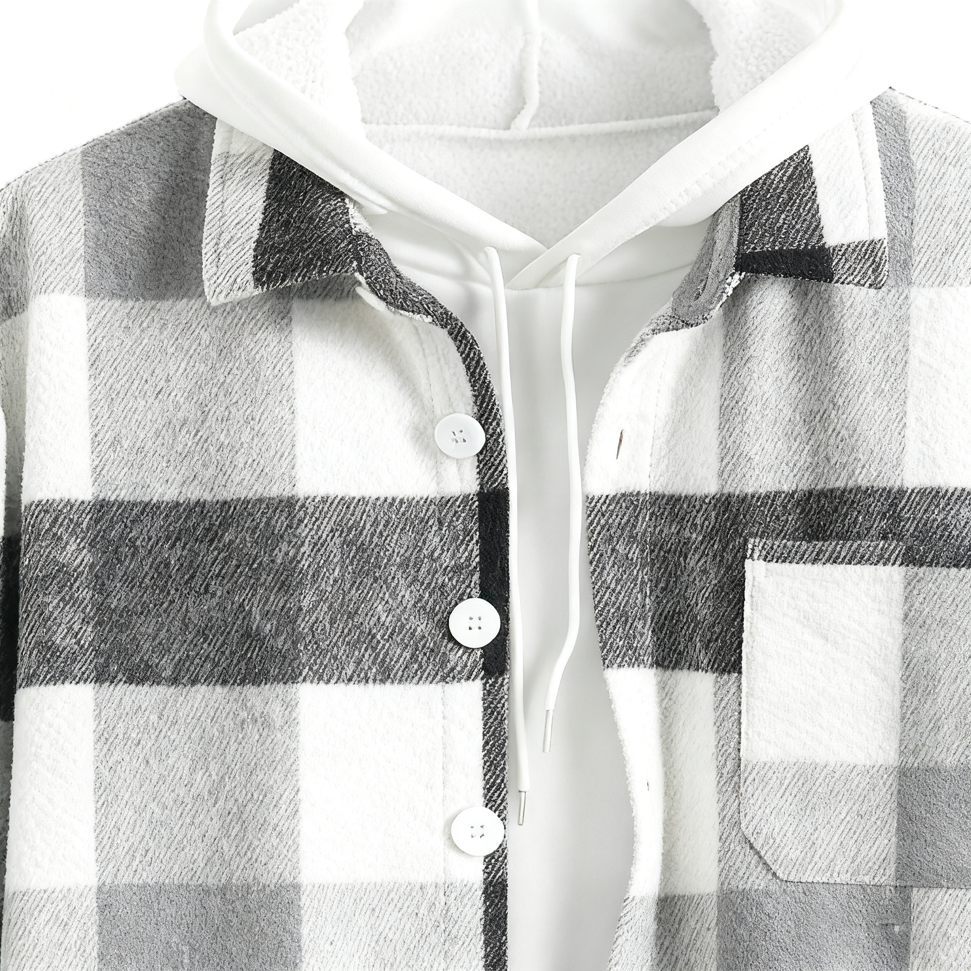 Men's Plaid Shirt Jacket & Hoodie Set