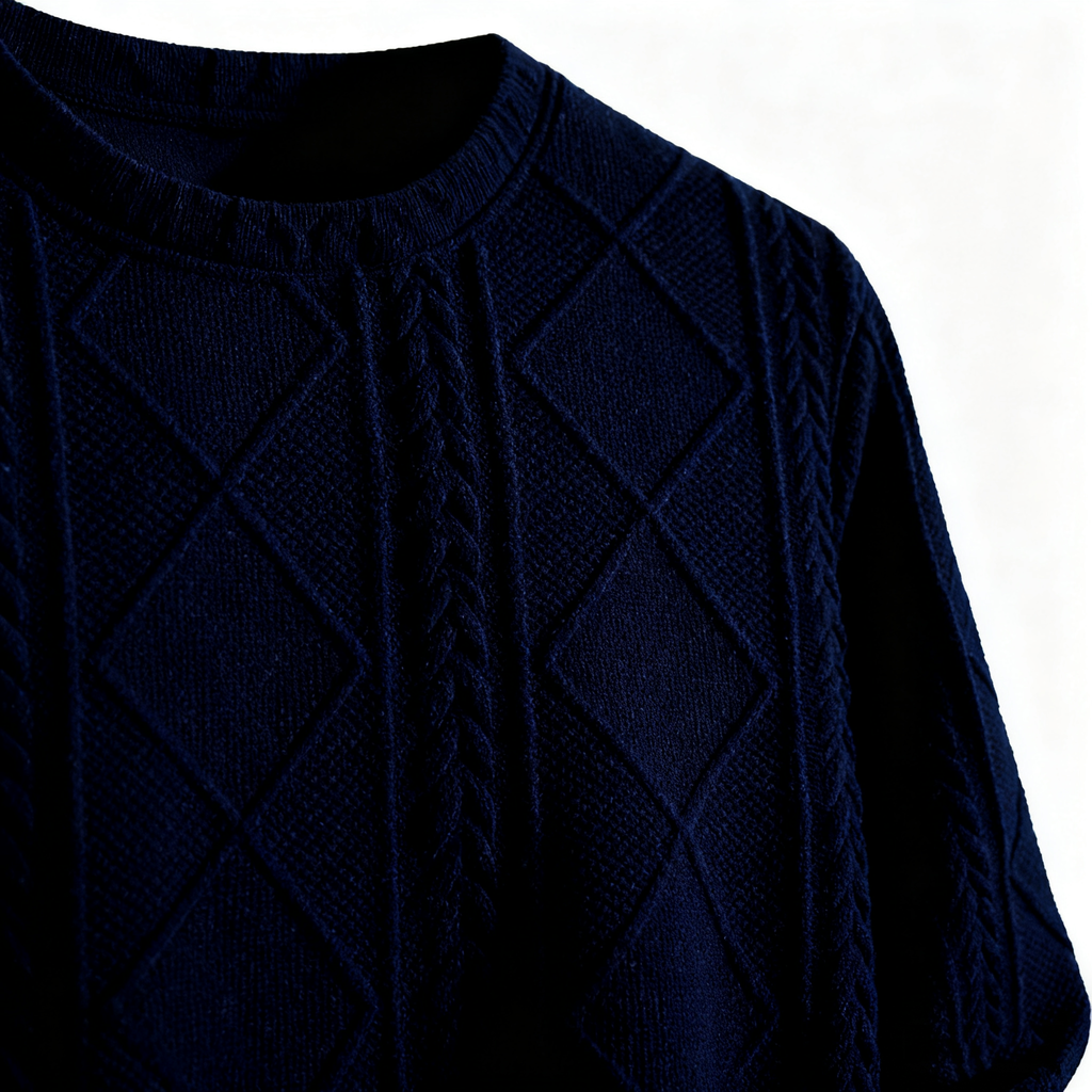 Navy Cable-Knit Textured Sweater: Timeless Craftsmanship & Effortless Style