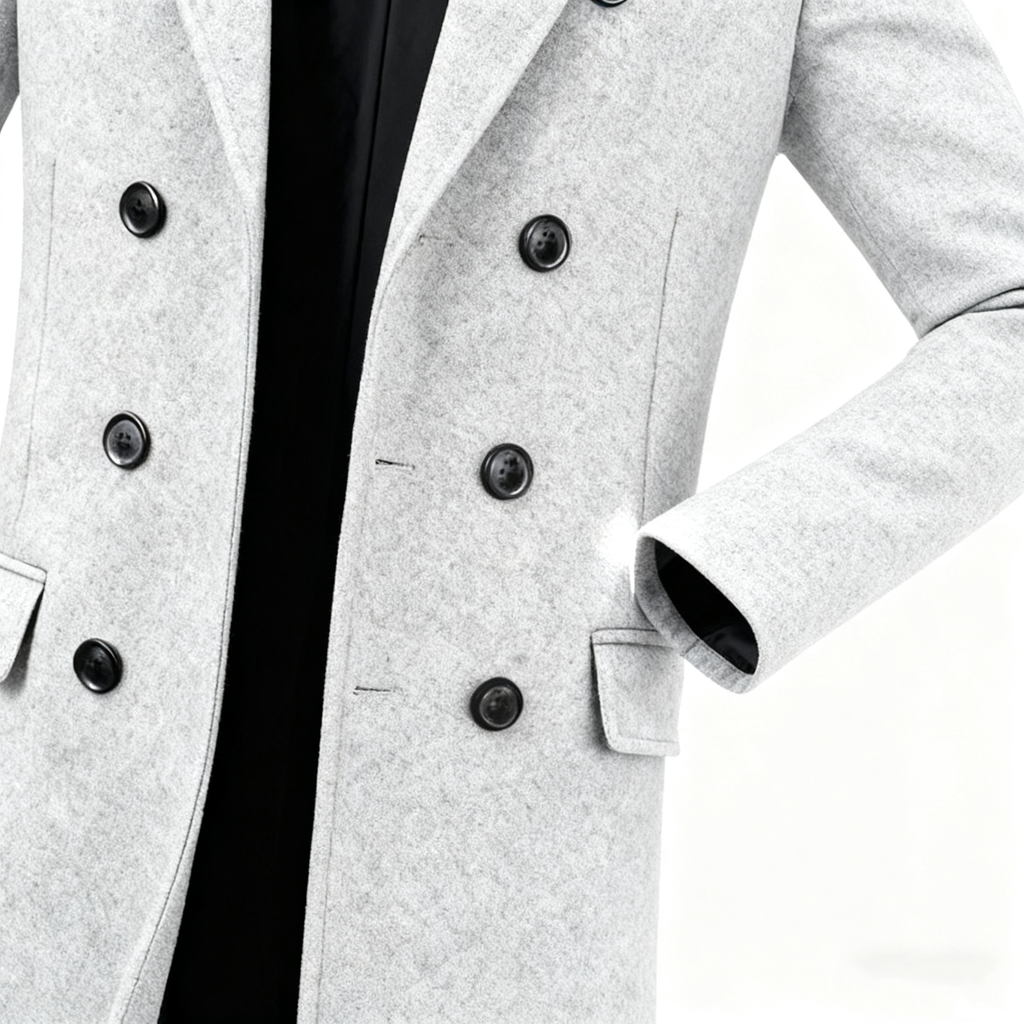 Men's Wool Blend Trench Coat - Timeless Elegance for the Modern Man