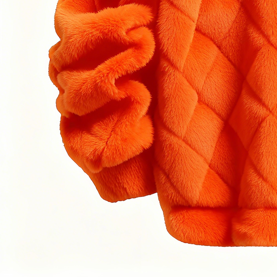 100% Polyester Orange Fuzzy Quilted Hoodie: Vibrant Style & Cloud-Like Comfort