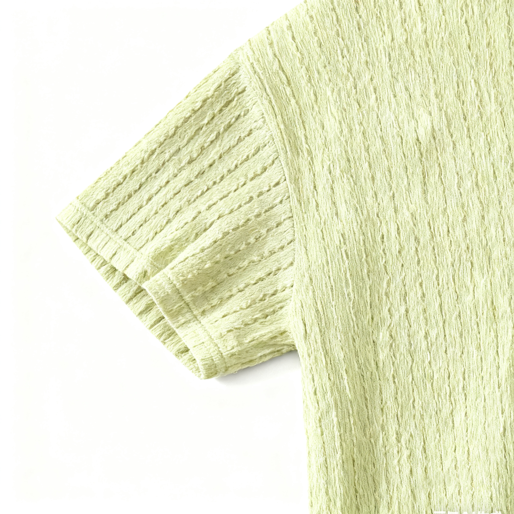 Men's Light Green Textured Knit T-Shirt - Casual Sophistication for Daily Wear & Trendy Looks