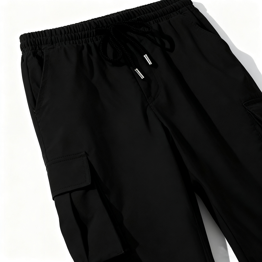 Men's Black Cargo Sweatpants - Sporty Style Meets Ultimate Comfort for Daily Wear & Active Lifestyles