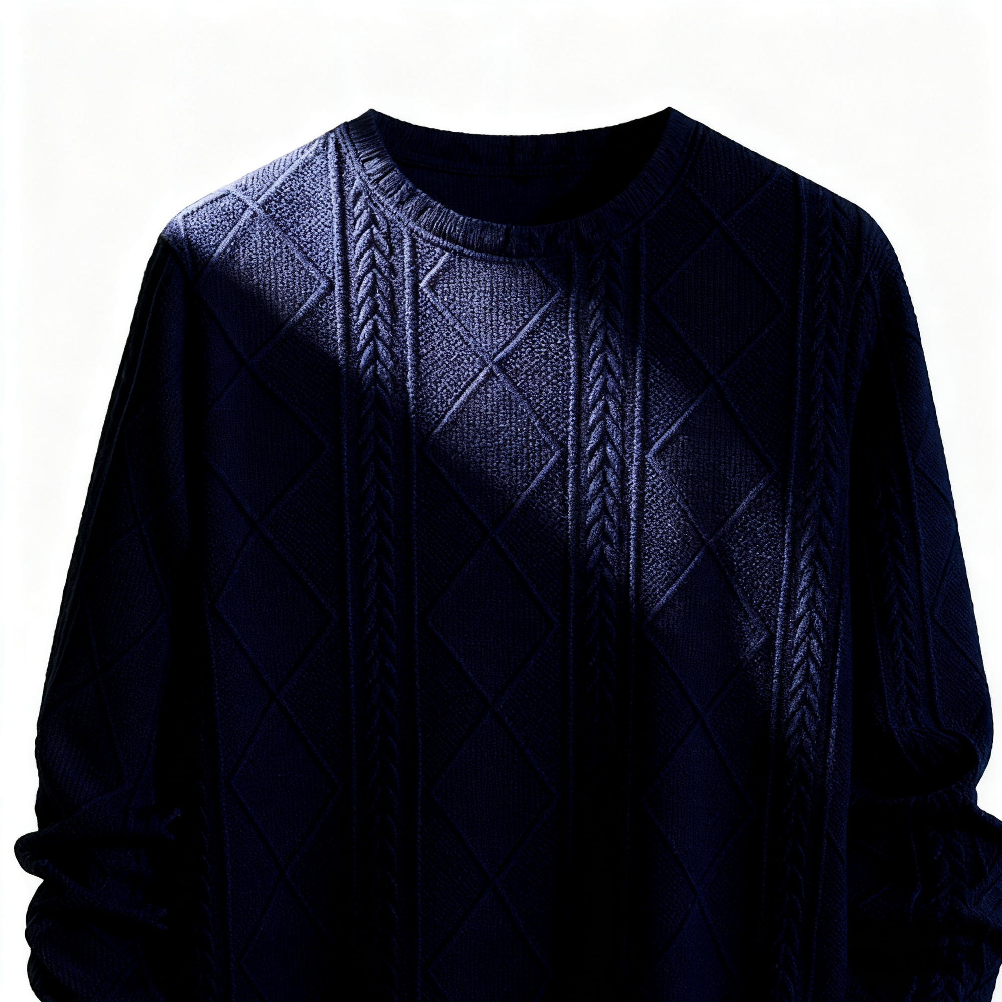 Navy Cable-Knit Textured Sweater: Timeless Craftsmanship & Effortless Style