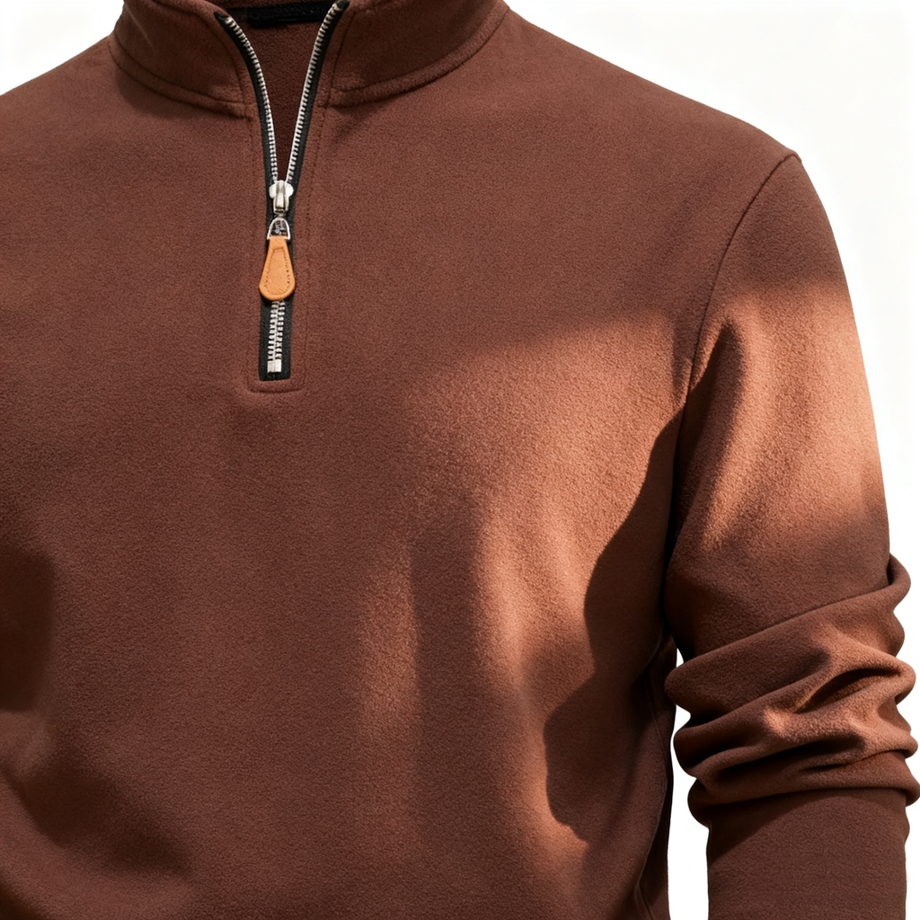 Men's Brown Half-Zip Pullover - Elevate Business Casual with Comfort & Sophistication