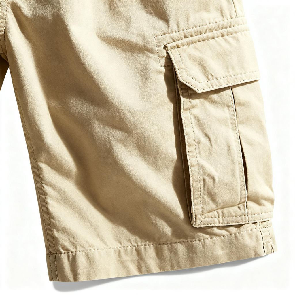 Men's Beige Cargo Shorts - Classic Casual Workwear Shorts with Multi-Pockets for Outdoor, Daily & Travel Adventures