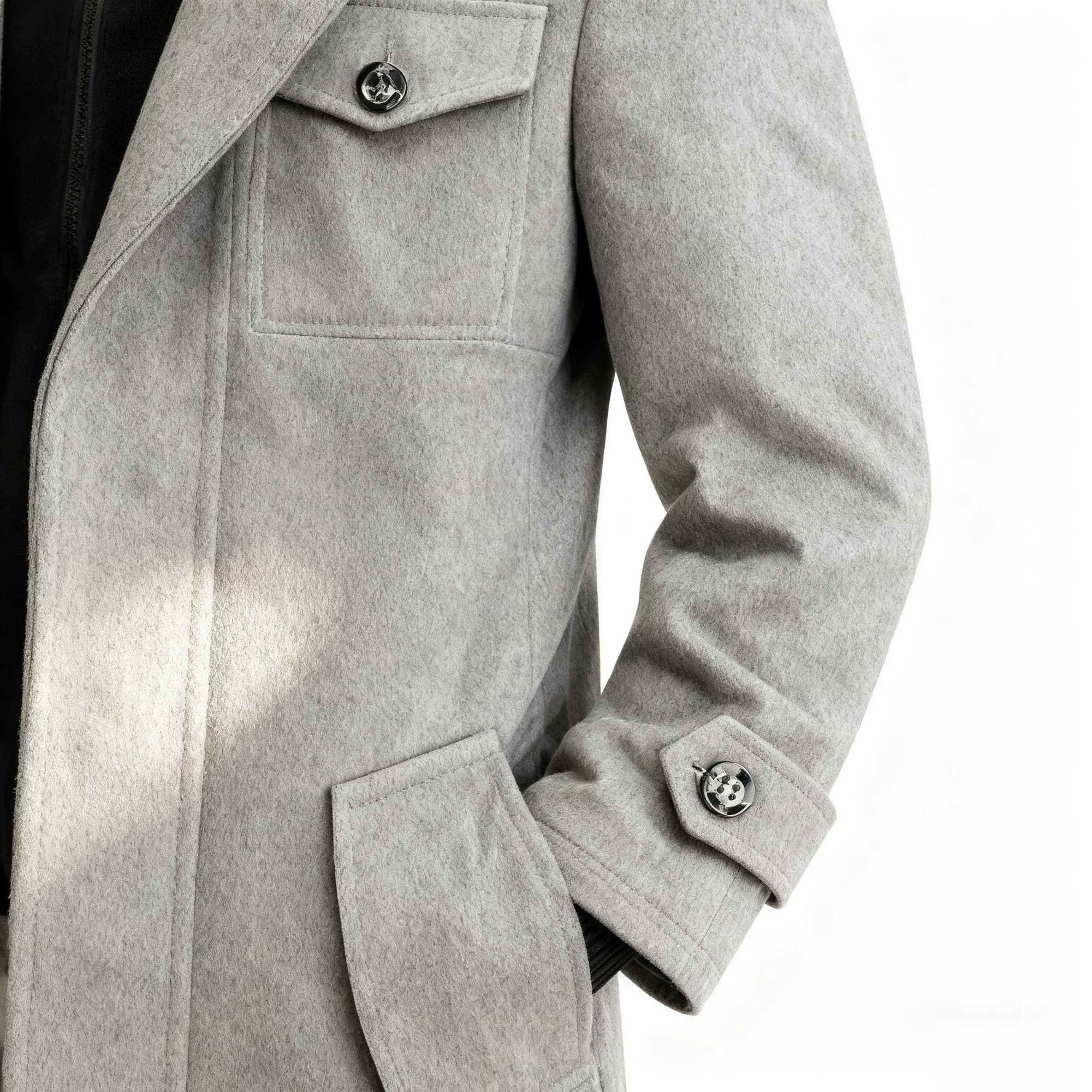 Men's Classic Two-Piece Trench Coat - Timeless Gray Overcoat for Business, Formal & Casual Occasions