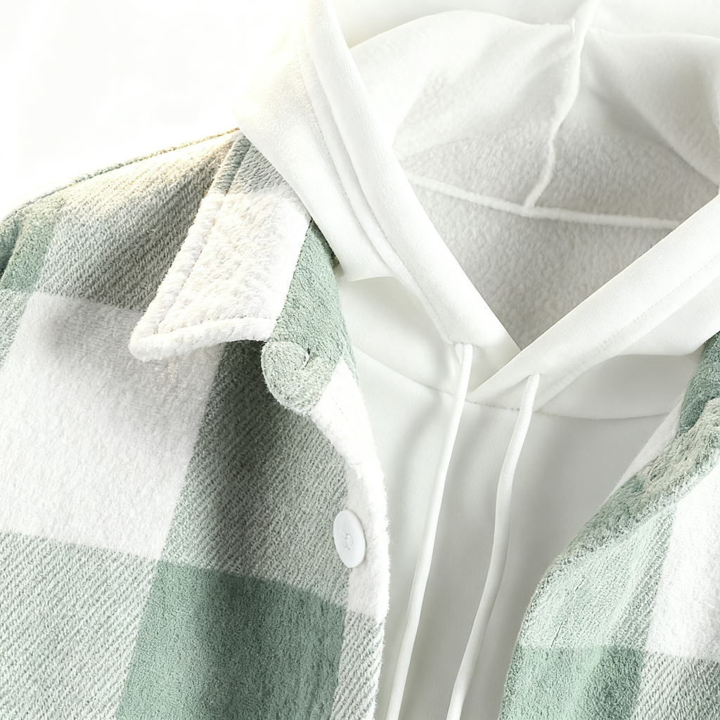 Stylish Plaid Shirt & Hoodie Set