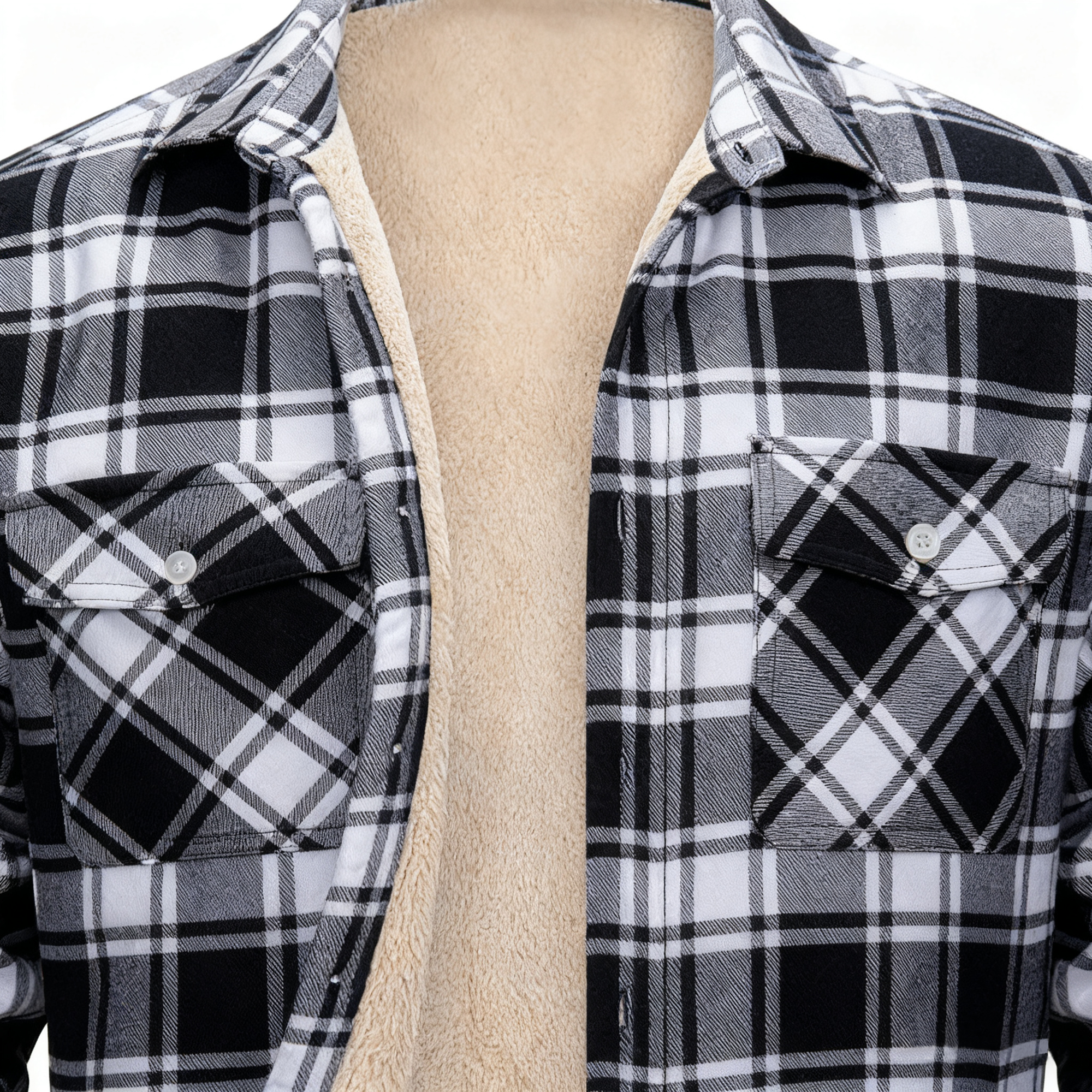 Men's Plaid Fleece-Lined Shirt Jacket - Casual Style Meets Cozy Warmth for Everyday Wear