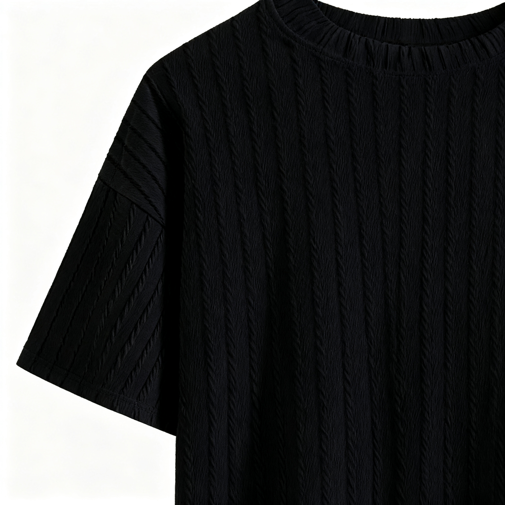 Men's Textured Short-Sleeve T-Shirt - Minimalist Elegance with Subtle Detailing
