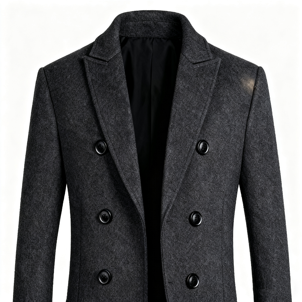 Charcoal Gray Wool-Blend Trench Coat: Timeless Sophistication & Season-Defying Versatility