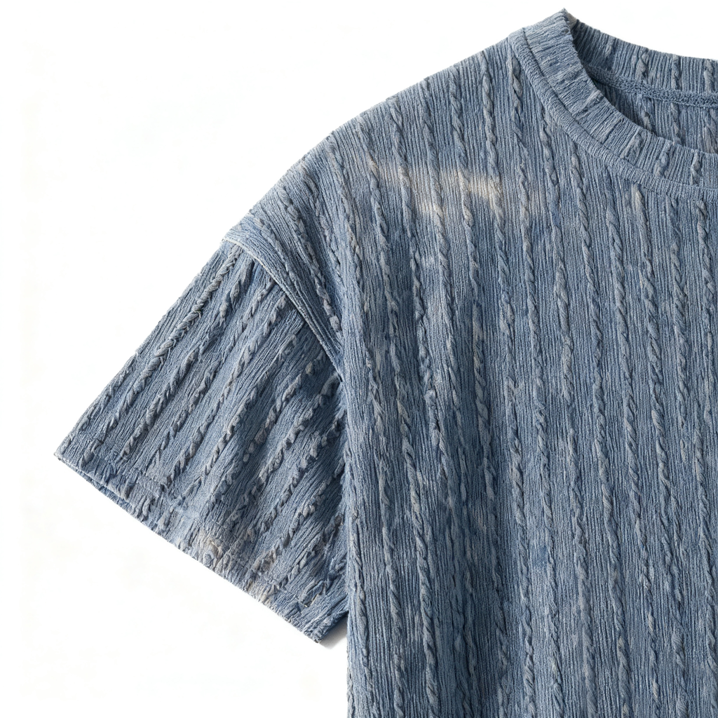 Men's Textured Oversized Short-Sleeve T-Shirt: A Fusion of Unique Knit Aesthetics, Comfort, and Versatile Style for Daily Wear