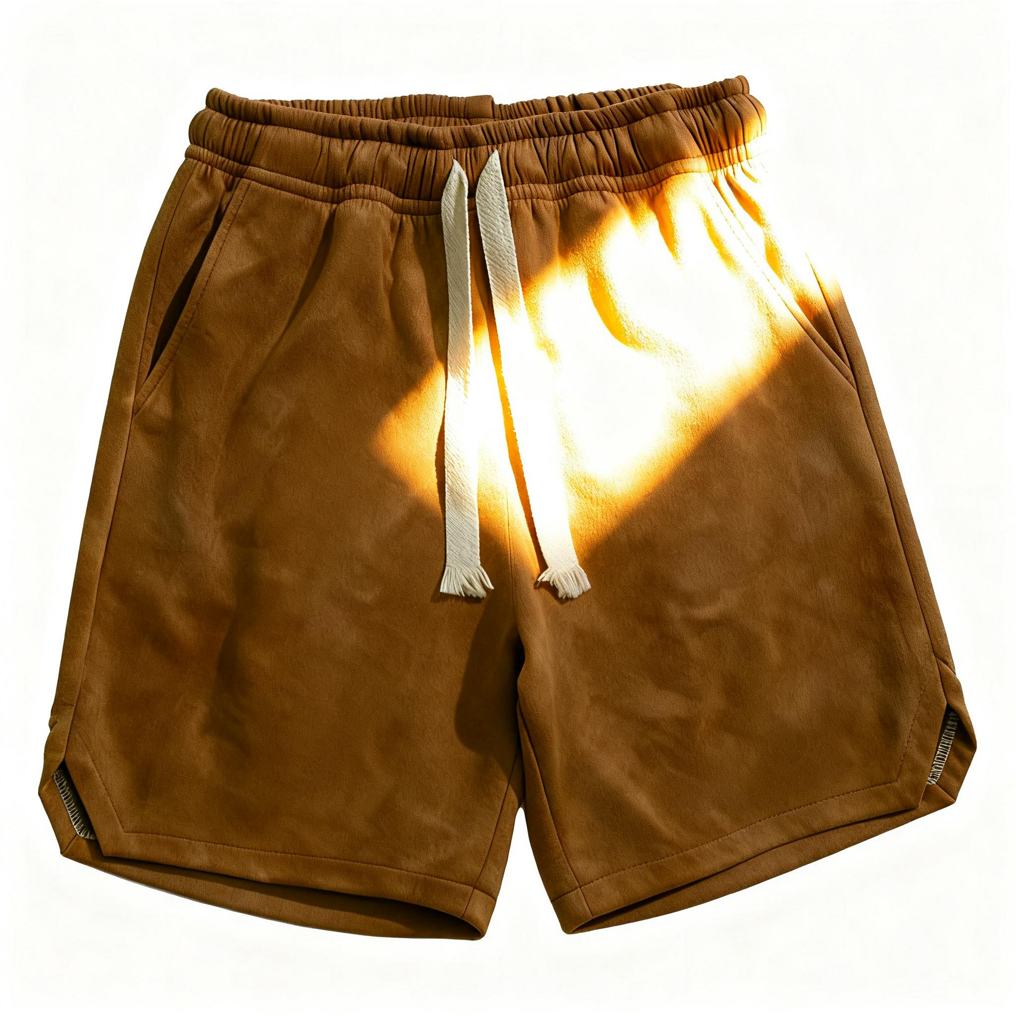 Men's Tan Wool-Blend Shorts - Retro Style with Luxe Comfort for Casual & Stylish Looks