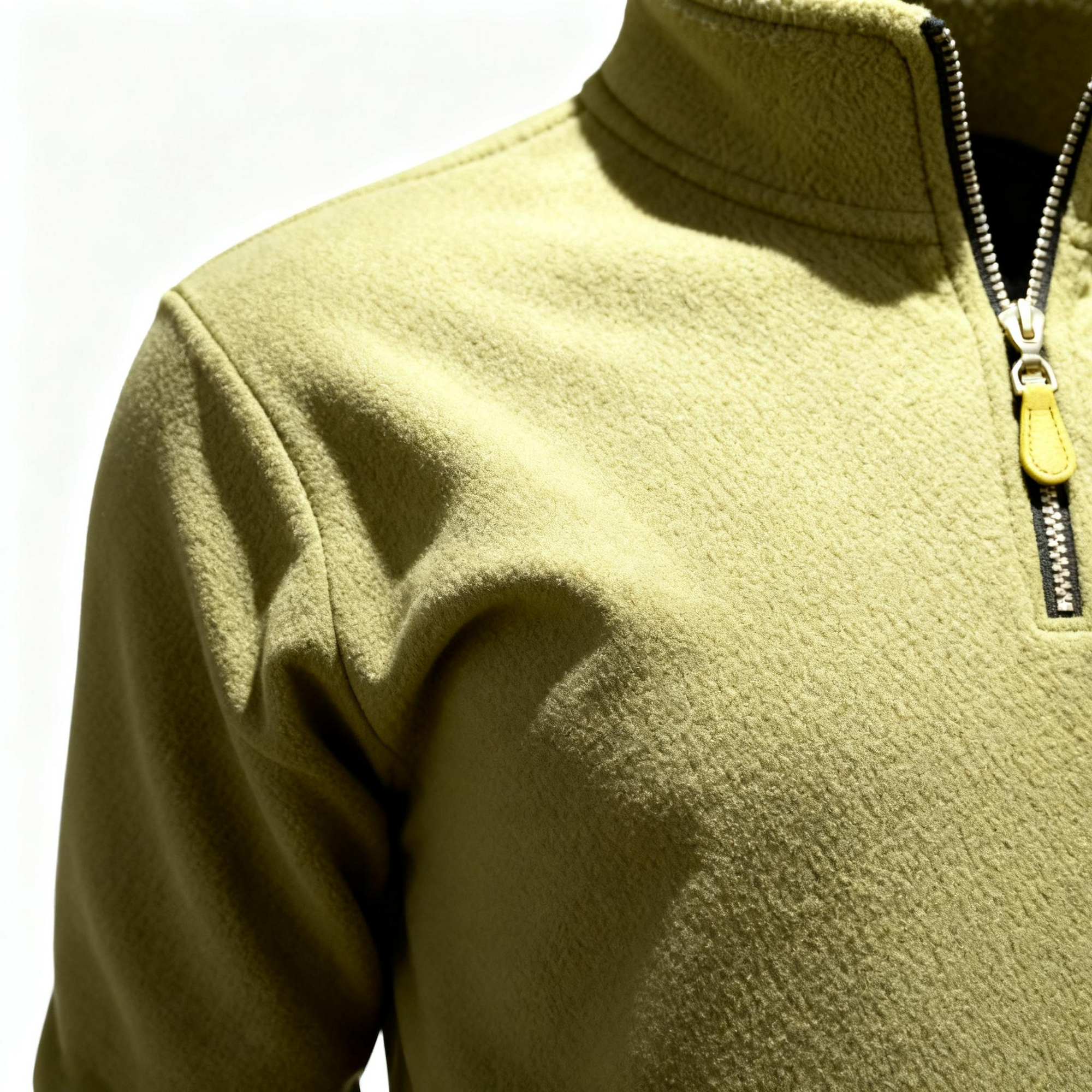 Men's Olive Green Half-Zip Pullover - Business Casual Fleece Sweater for Office, Outdoor & Smart-Casual Engagements