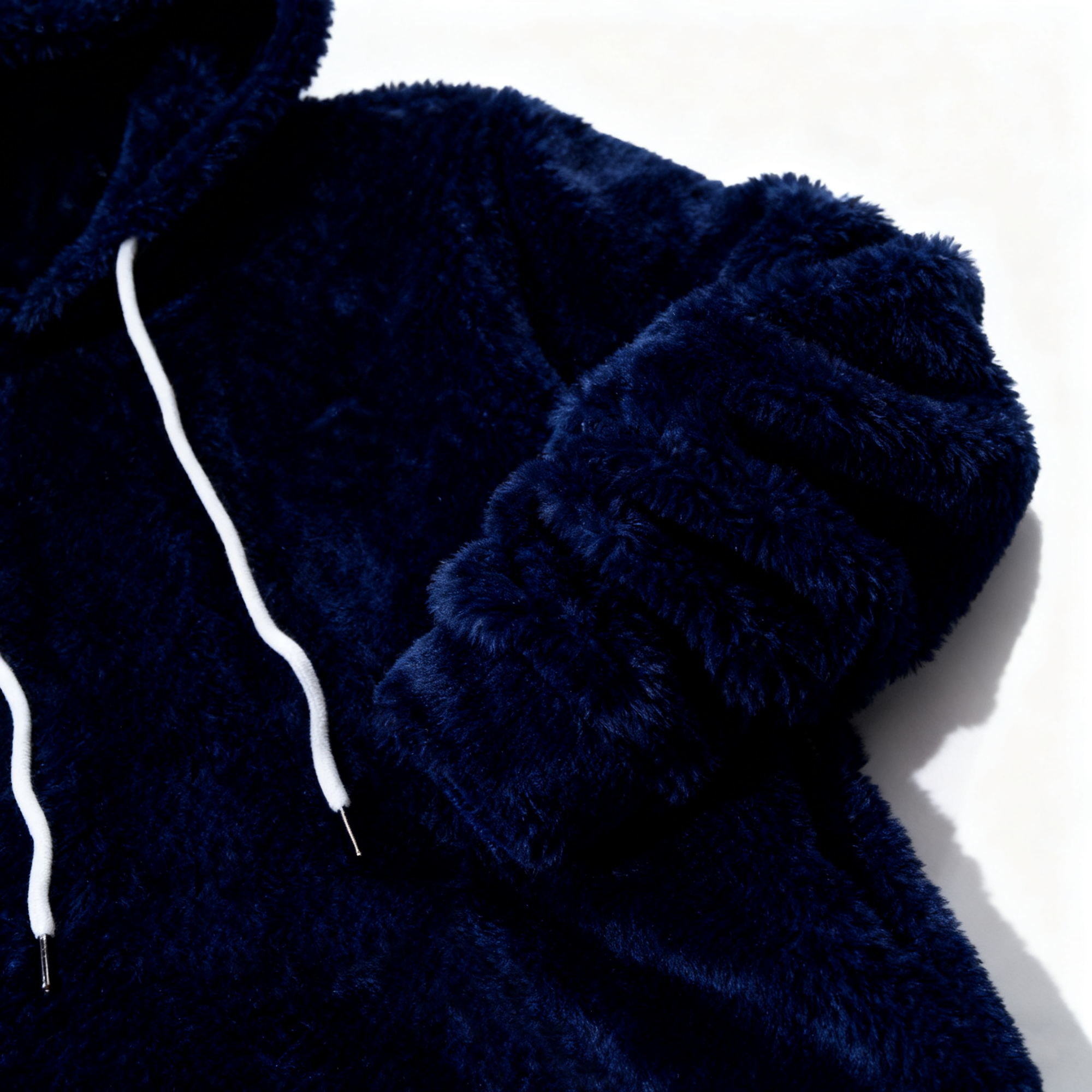 Men's Navy Fleece Hoodie - Ultra-Soft Plush Hooded Sweatshirt for Winter Warmth & Casual Style
