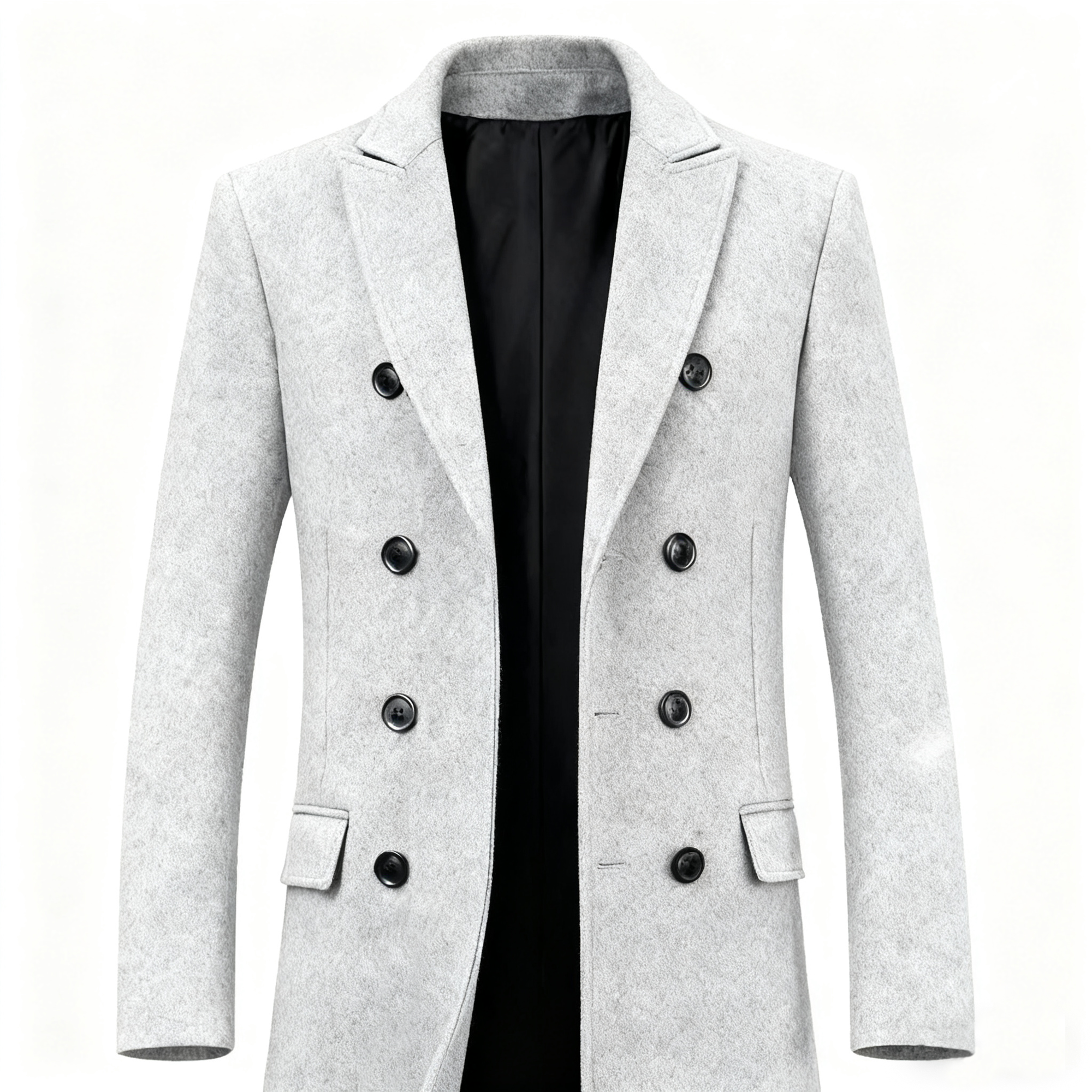Men's Wool Blend Trench Coat - Timeless Elegance for the Modern Man