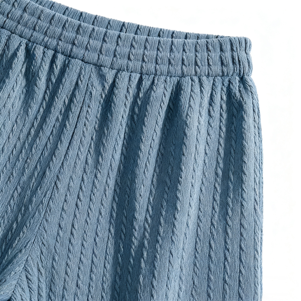 Men's Light Blue Textured Casual Shorts - Elevate Your Leisure Style with Unique Design & Effortless Comfort