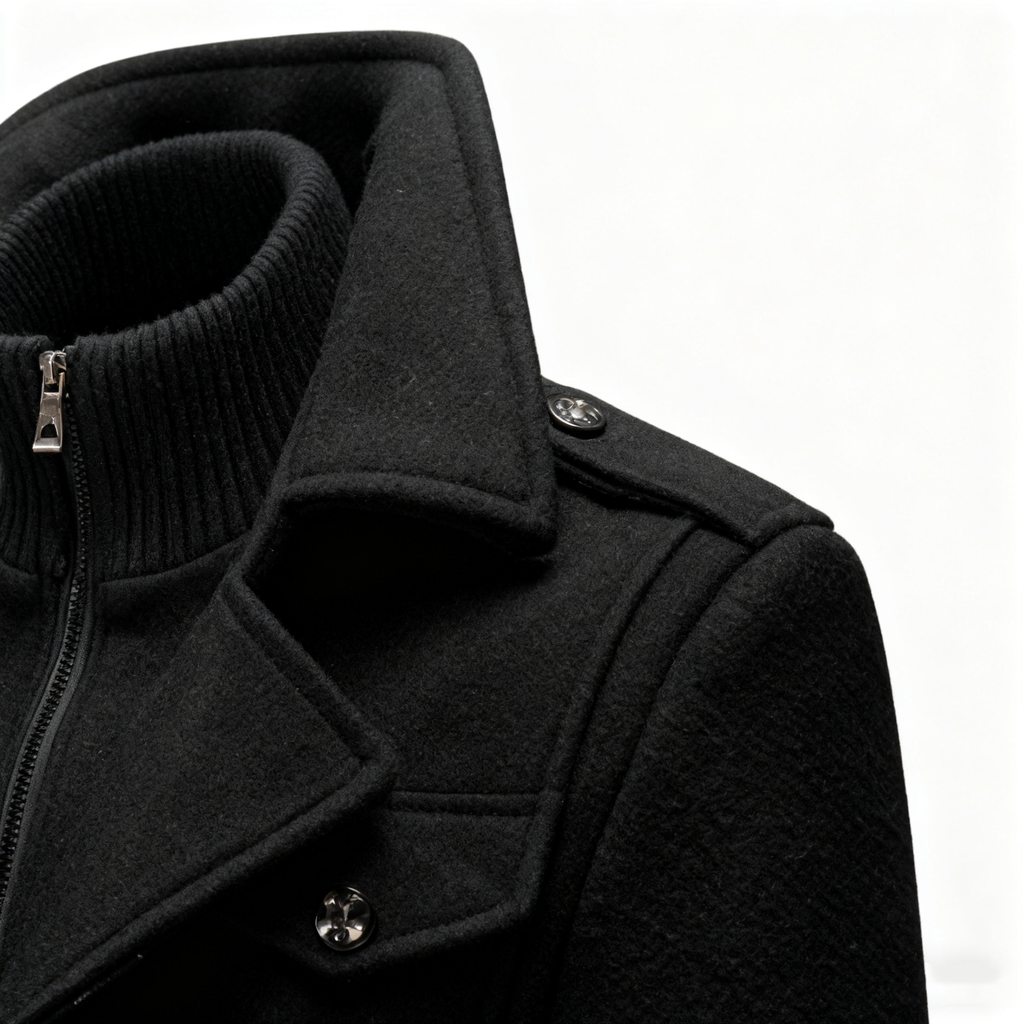 Black Wool-Blend Trench Coat: Timeless Elegance & Winter-Ready Warmth