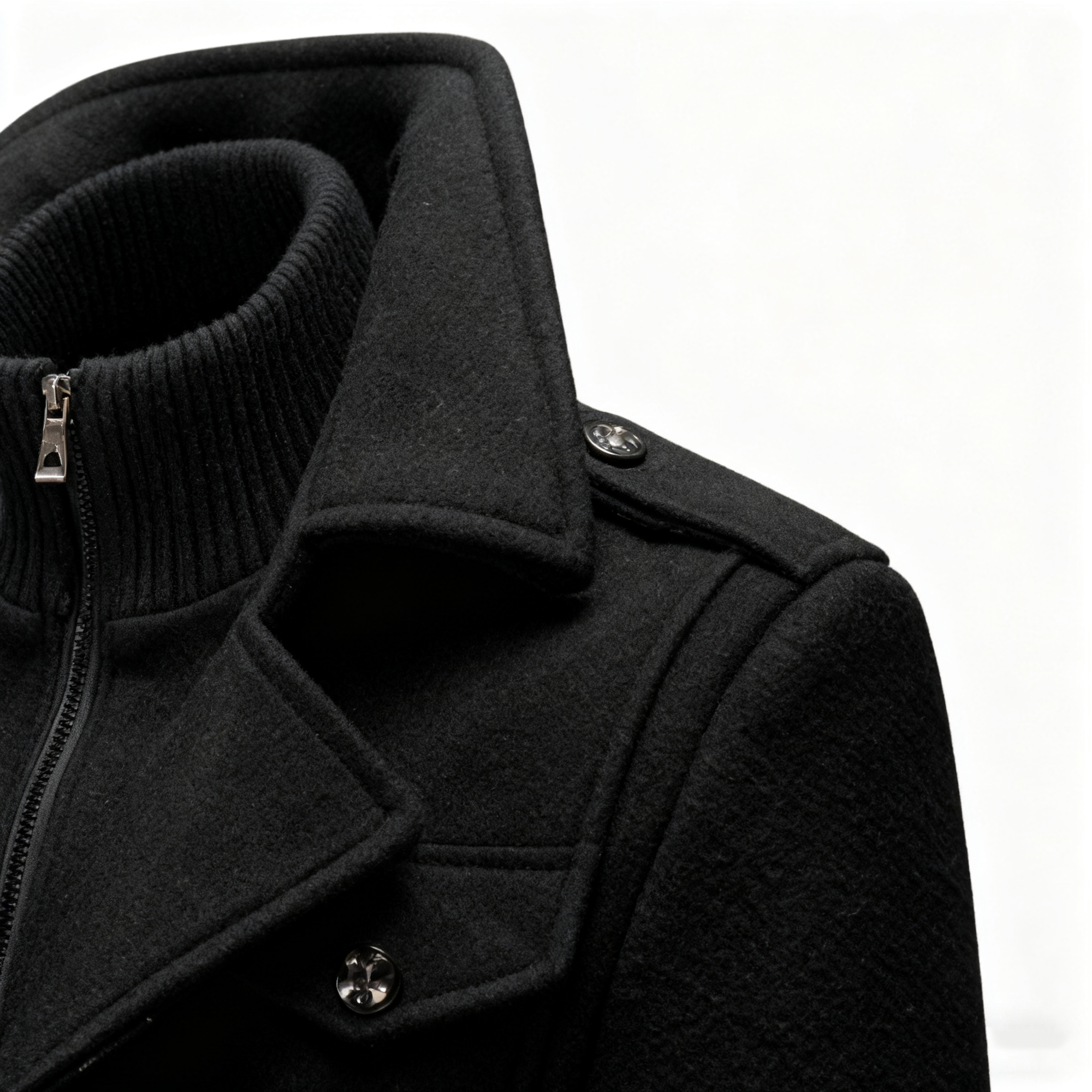 Black Wool-Blend Trench Coat: Timeless Elegance & Winter-Ready Warmth
