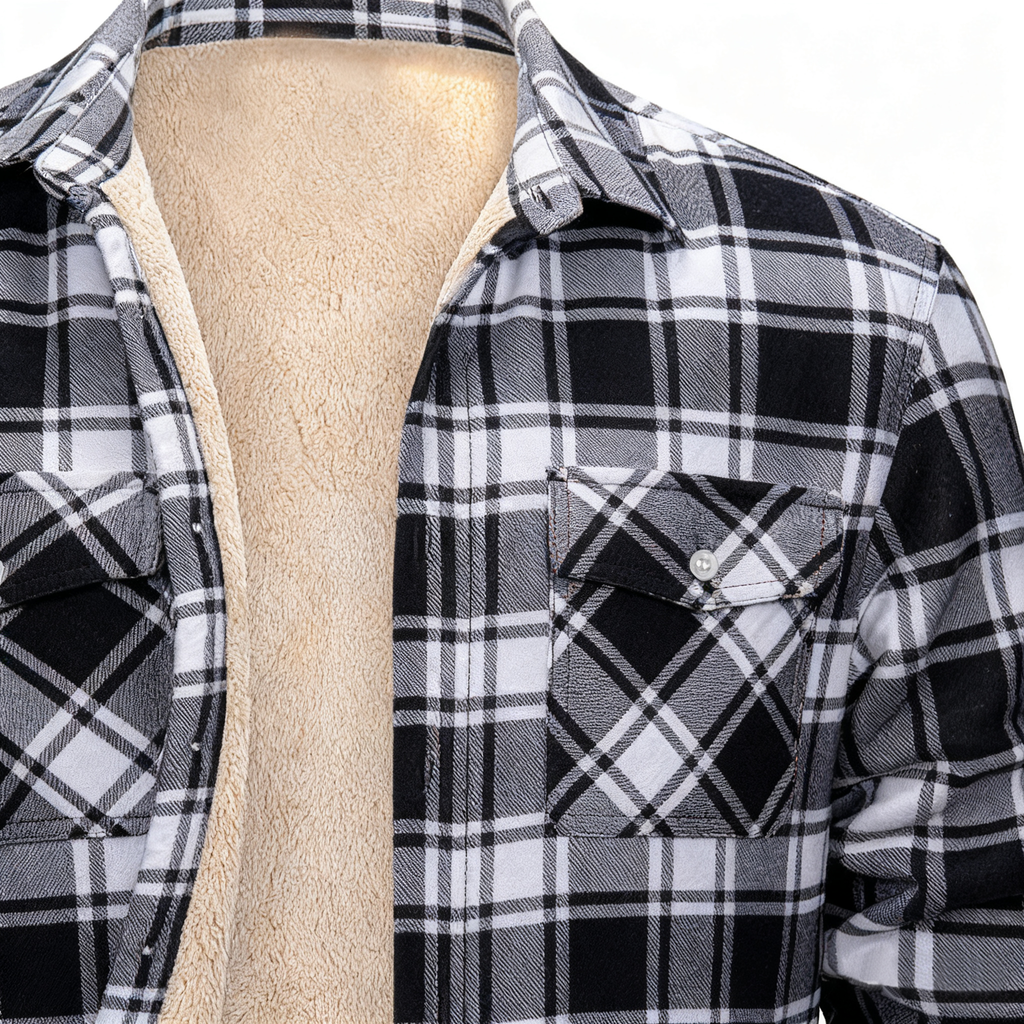 Men's Plaid Fleece-Lined Shirt Jacket - Casual Style Meets Cozy Warmth for Everyday Wear