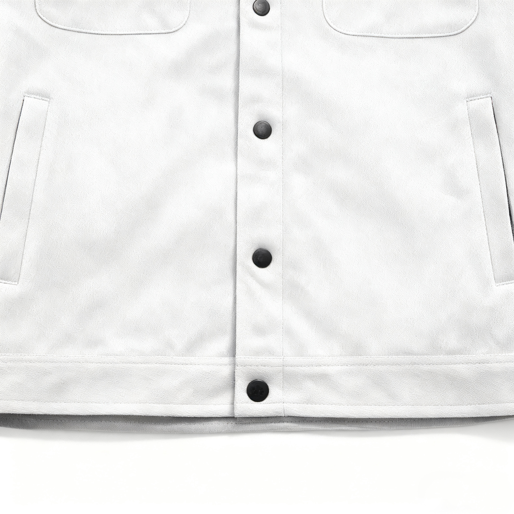 Men's Light Gray Suede-Like Casual Jacket - Classic Button-Down Trucker Jacket with Utility Pockets for Daily, Street & Smart-Casual Looks