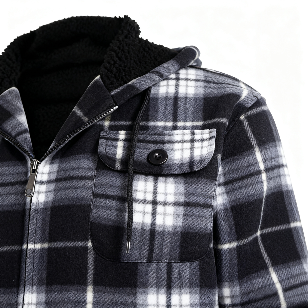 Men's Plaid Hooded Wool-Blend Jacket - Embrace Casual Style with Cozy Warmth for Every Adventure