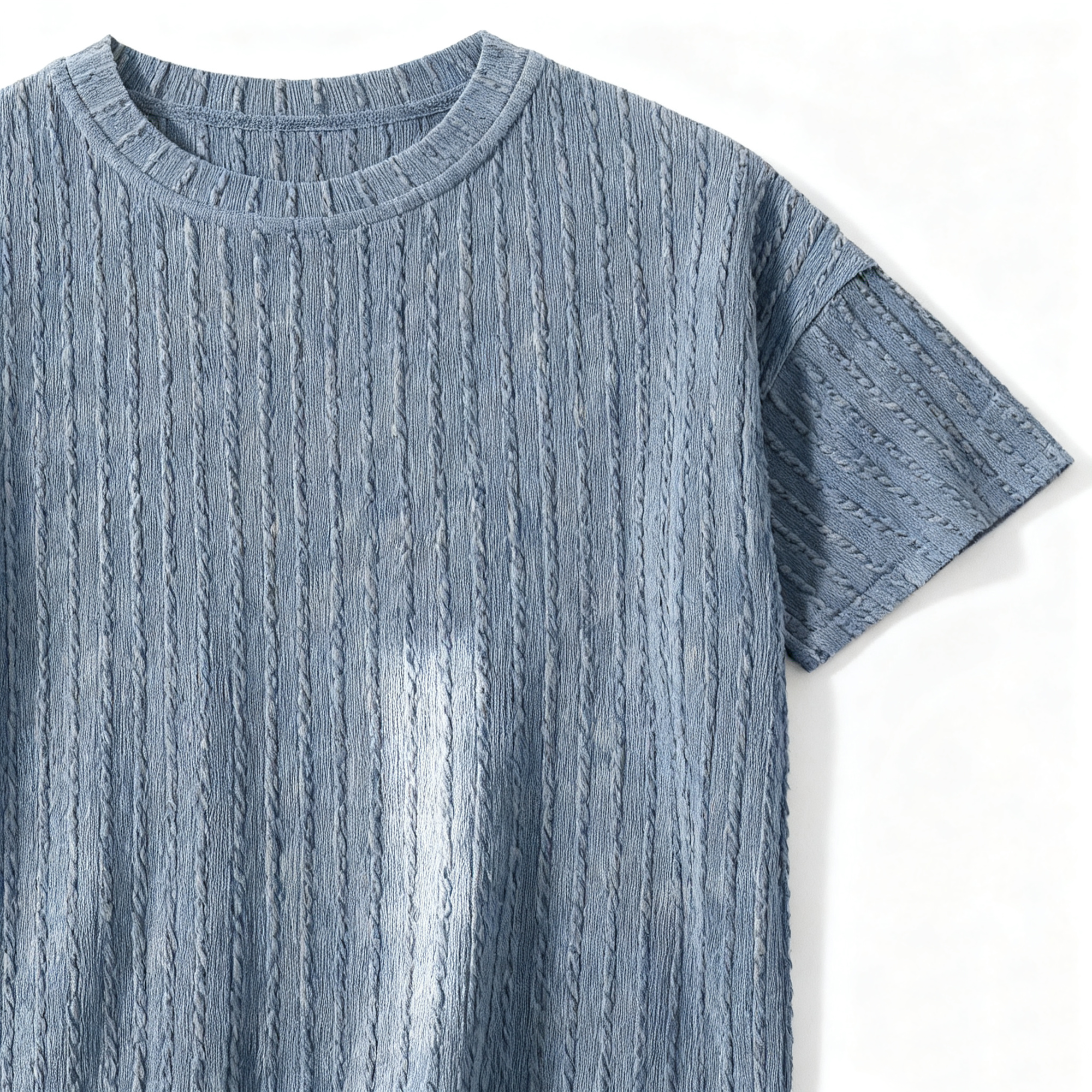 Men's Textured Oversized Short-Sleeve T-Shirt: A Fusion of Unique Knit Aesthetics, Comfort, and Versatile Style for Daily Wear