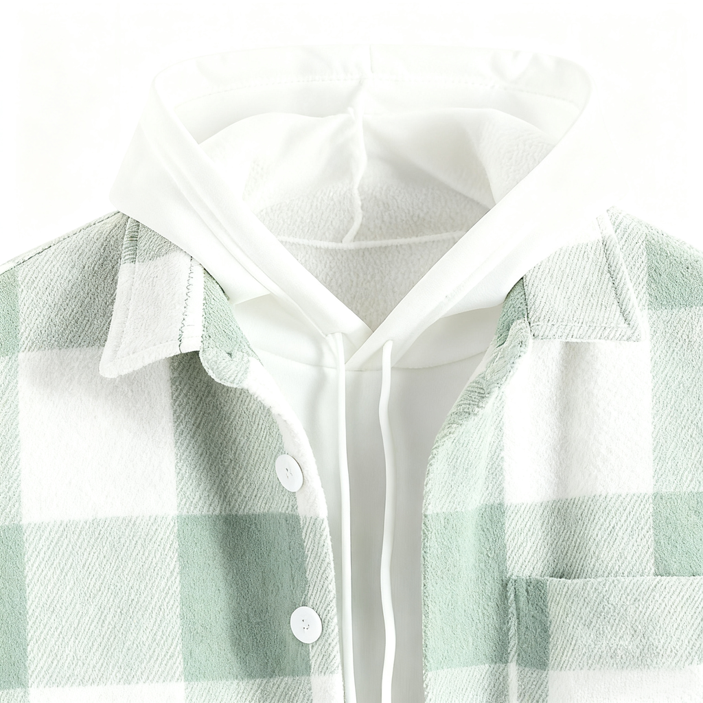 Stylish Plaid Shirt & Hoodie Set