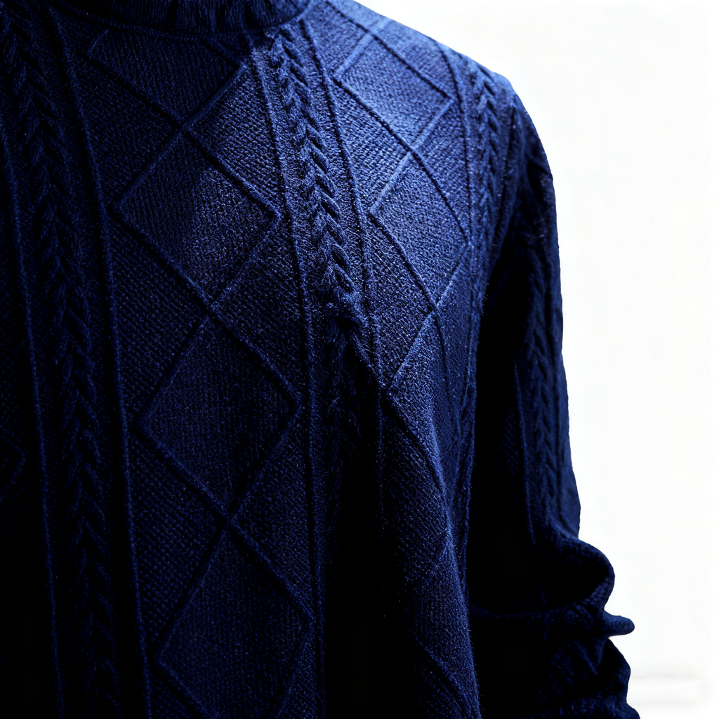 Navy Cable-Knit Textured Sweater: Timeless Craftsmanship & Effortless Style