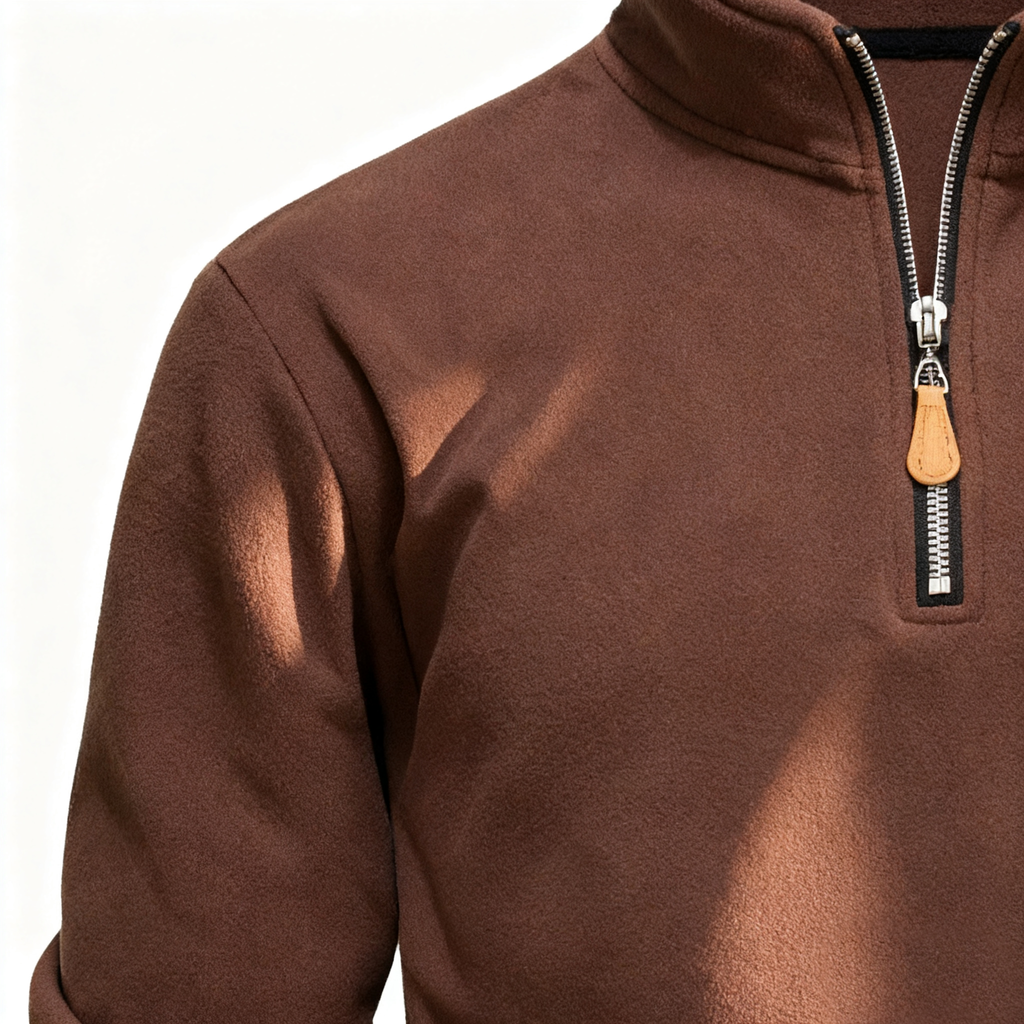Men's Brown Half-Zip Pullover - Elevate Business Casual with Comfort & Sophistication