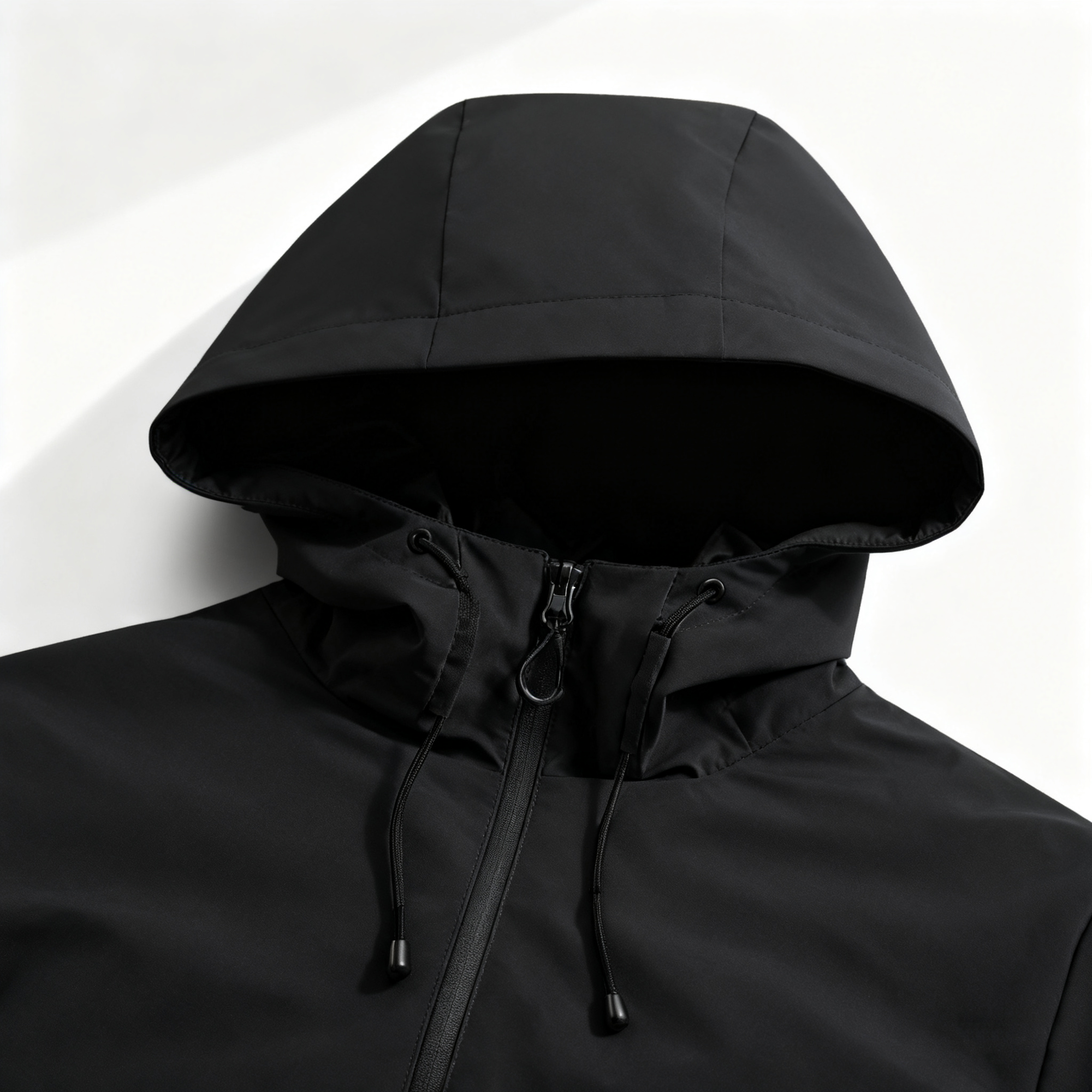 100% Polyester Black Waterproof Jacket: Ultimate All-Weather Protection with Sleek Urban Style