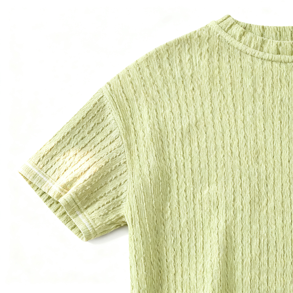 Men's Light Green Textured Knit T-Shirt - Casual Sophistication for Daily Wear & Trendy Looks