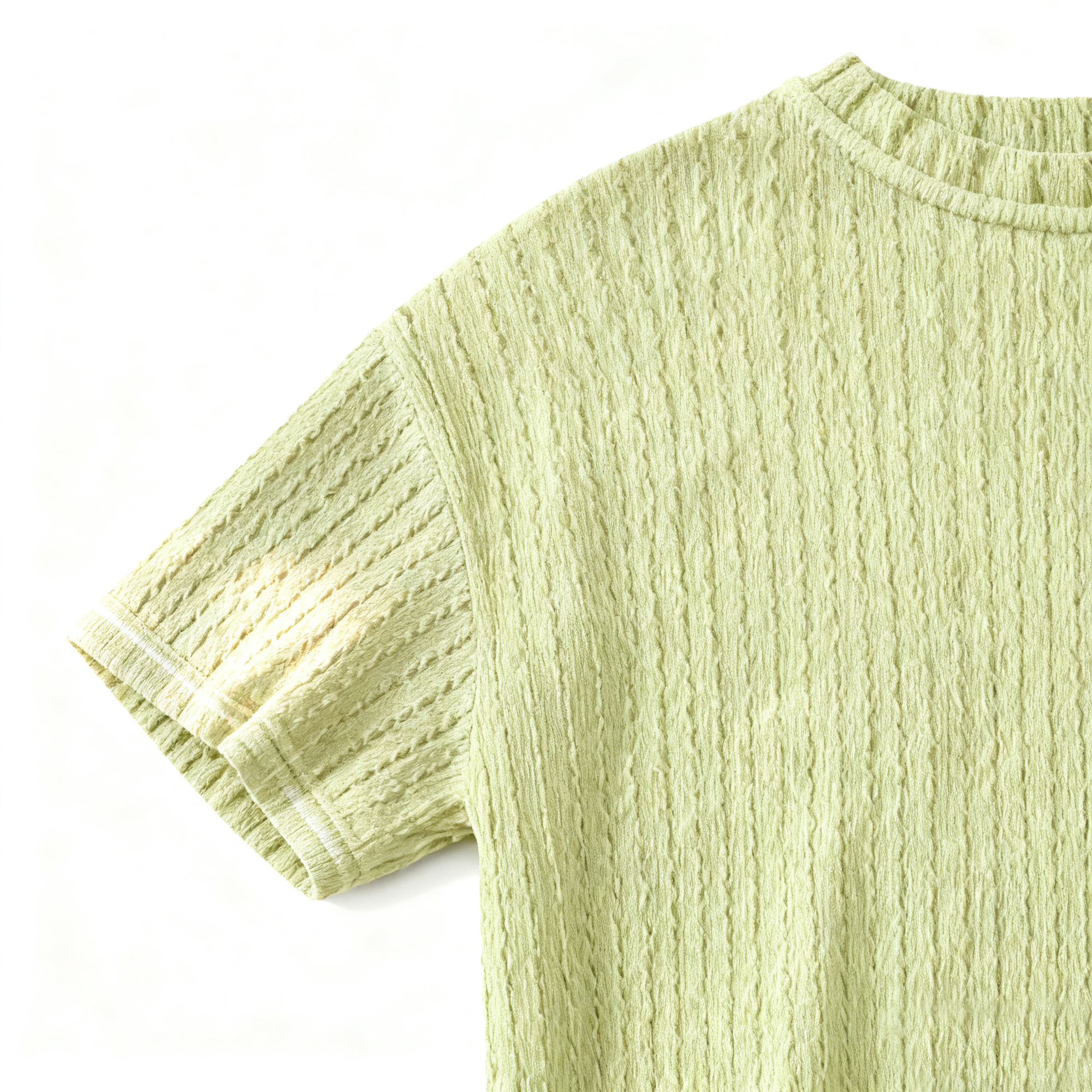 Men's Light Green Textured Knit T-Shirt - Casual Sophistication for Daily Wear & Trendy Looks