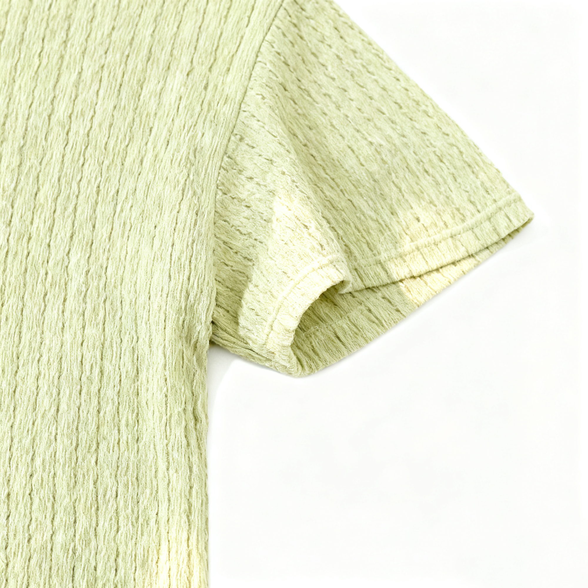 Men's Light Green Textured Knit T-Shirt - Casual Sophistication for Daily Wear & Trendy Looks