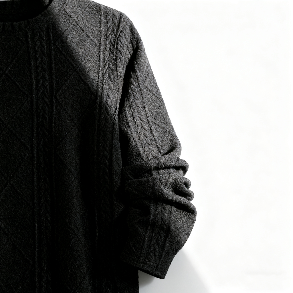 Men's Textured Knit Sweater - Classic Crew Neck Pullover for Casual & Smart-Casual