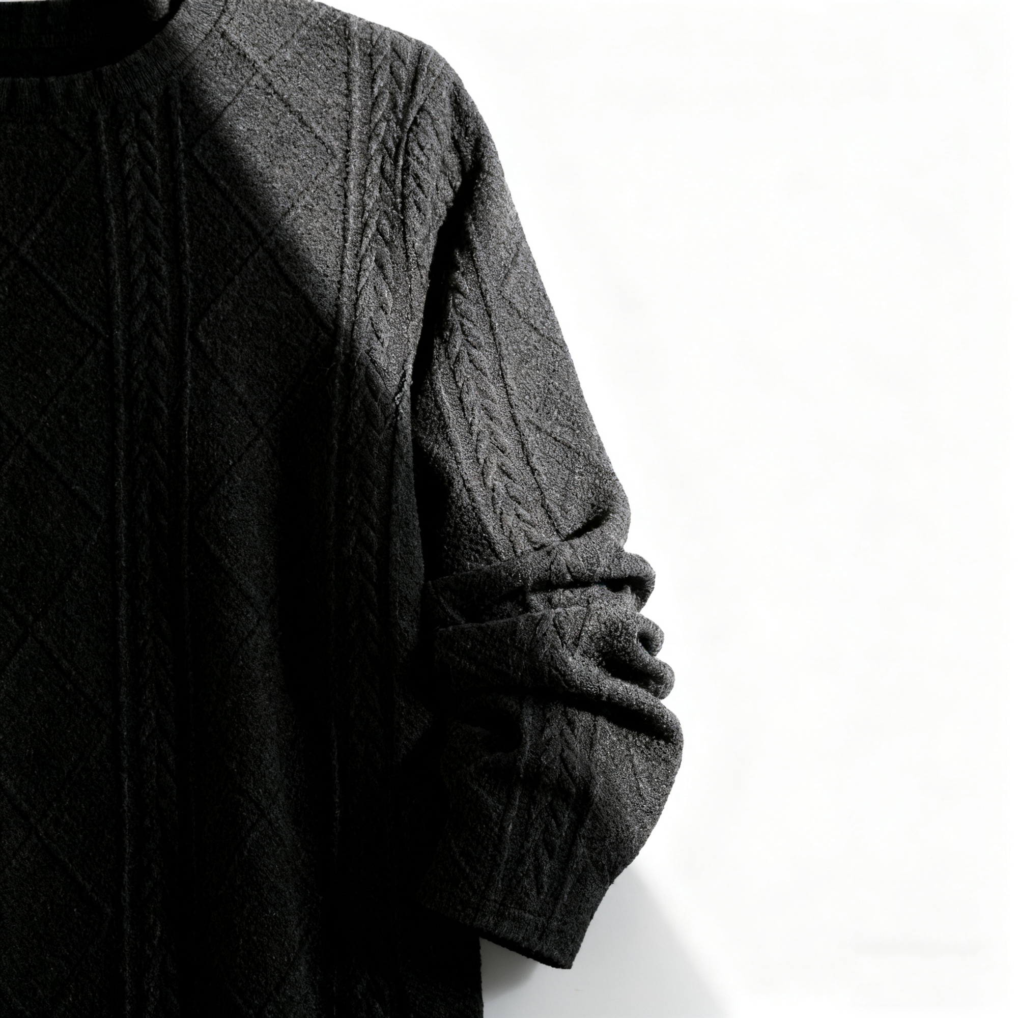 Men's Textured Knit Sweater - Classic Crew Neck Pullover for Casual & Smart-Casual