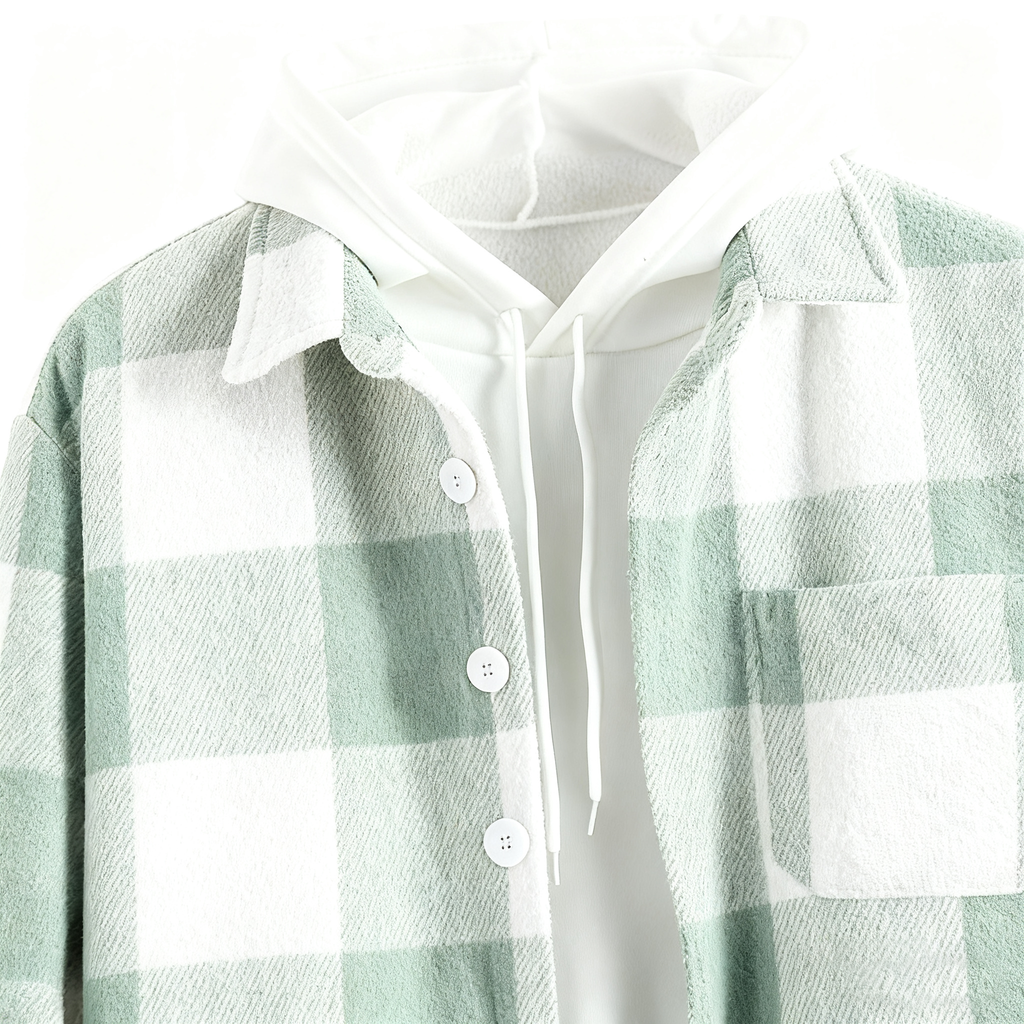 Stylish Plaid Shirt & Hoodie Set
