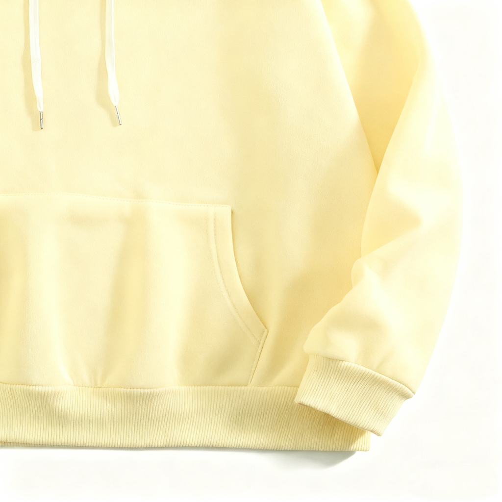 Men's Light Yellow Hoodie - Classic Casual Pullover with Kangaroo Pocket for Daily Wear, Street Style & Lounge Comfort