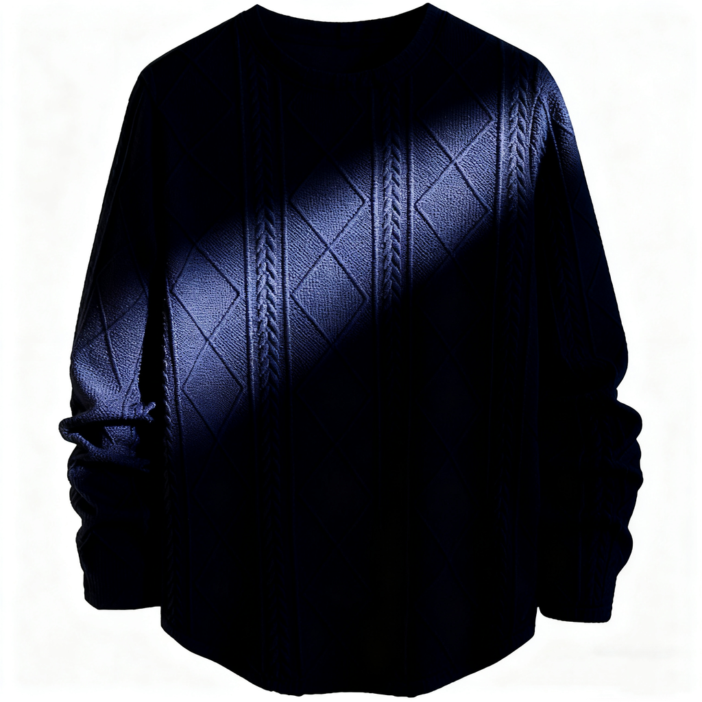 Navy Cable-Knit Textured Sweater: Timeless Craftsmanship & Effortless Style