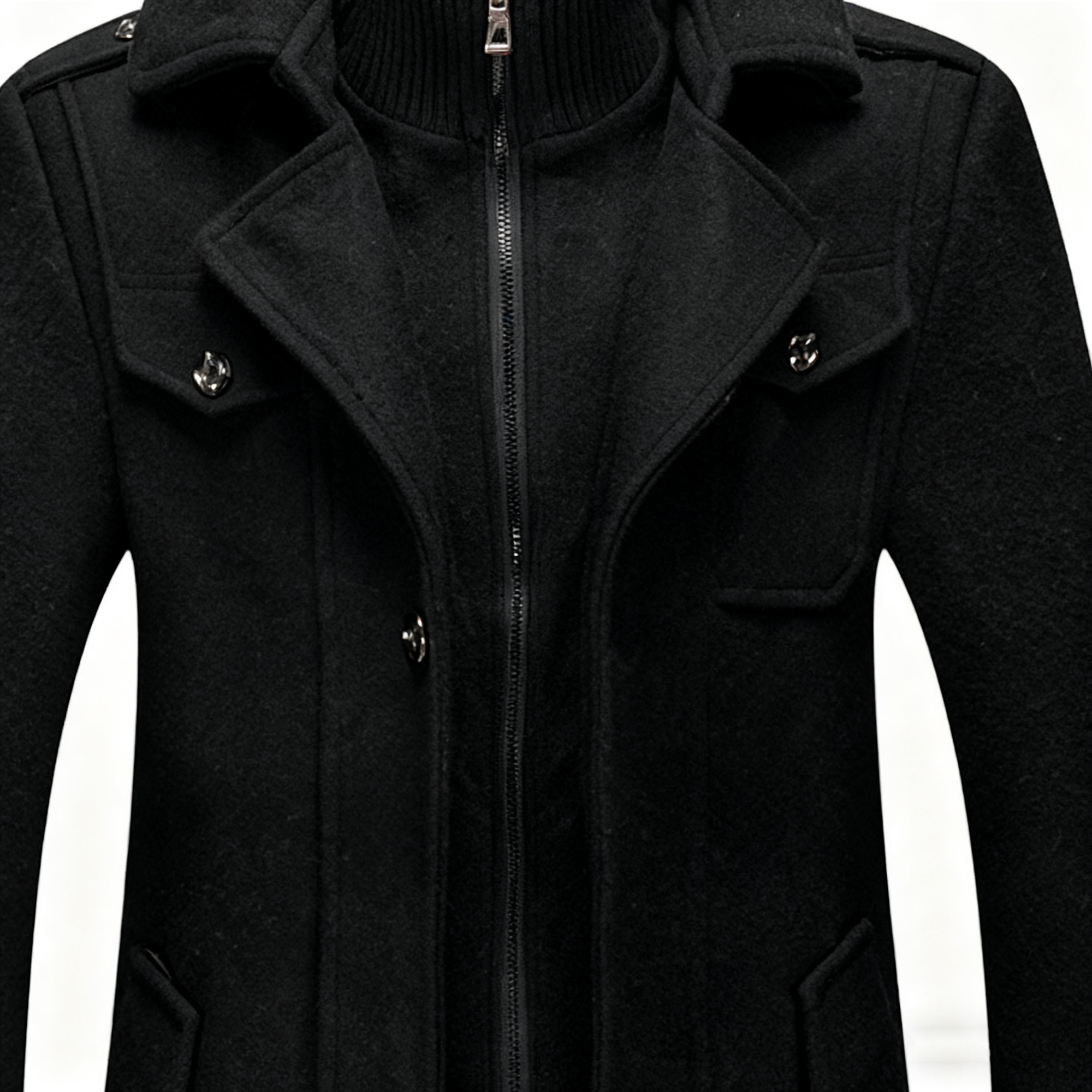 Black Wool-Blend Trench Coat: Timeless Elegance & Winter-Ready Warmth
