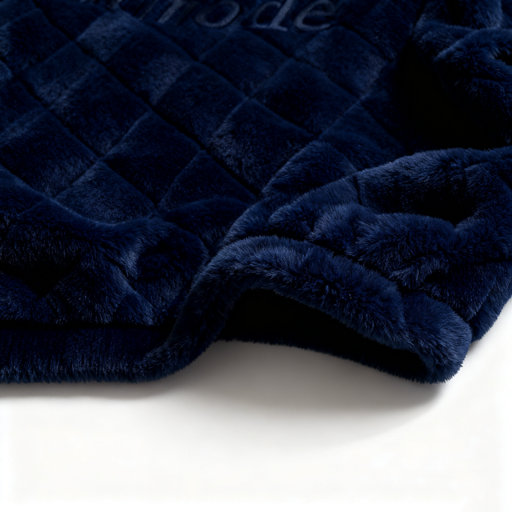 100% Polyester Deep Navy Fuzzy Quilted Hoodie: Luxe Comfort & Textured Sophistication