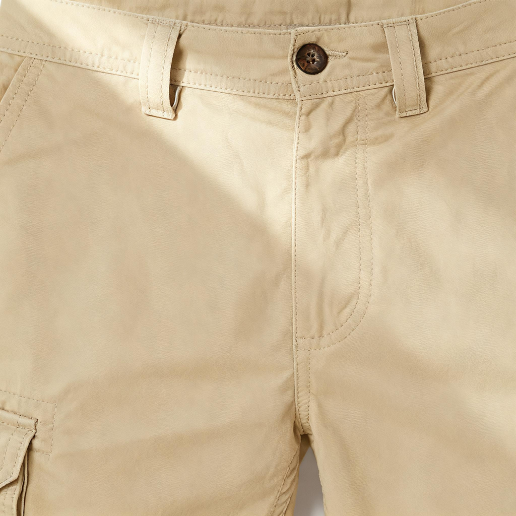 Men's Beige Cargo Shorts - Classic Casual Workwear Shorts with Multi-Pockets for Outdoor, Daily & Travel Adventures