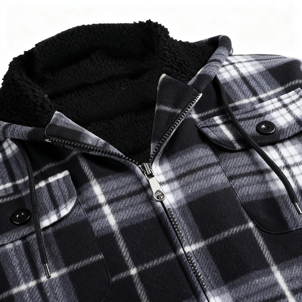 Men's Plaid Hooded Wool-Blend Jacket - Embrace Casual Style with Cozy Warmth for Every Adventure