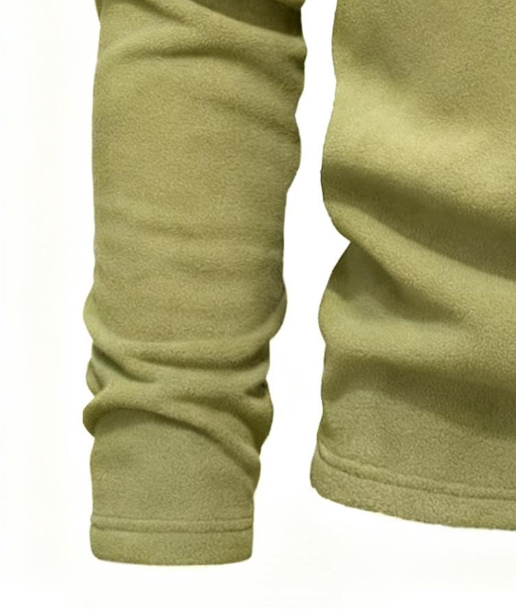 Men's Olive Green Half-Zip Pullover - Business Casual Fleece Sweater for Office, Outdoor & Smart-Casual Engagements