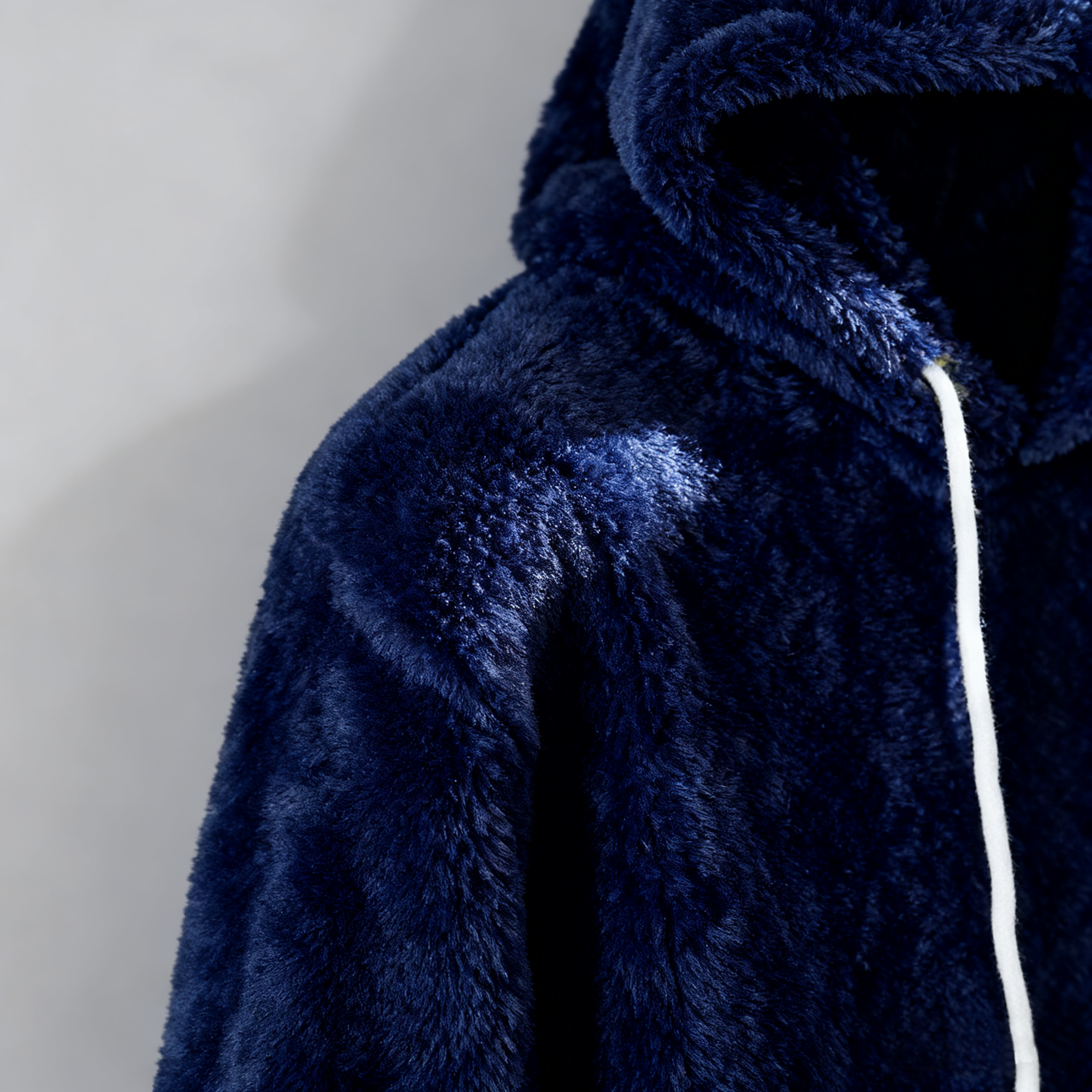 Men's Navy Fleece Hoodie - Ultra-Soft Plush Hooded Sweatshirt for Winter Warmth & Casual Style