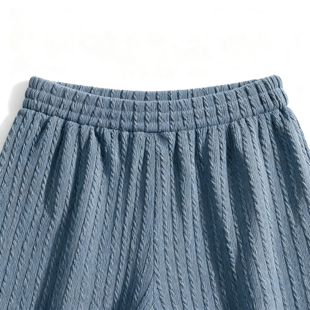 Men's Light Blue Textured Casual Shorts - Elevate Your Leisure Style with Unique Design & Effortless Comfort