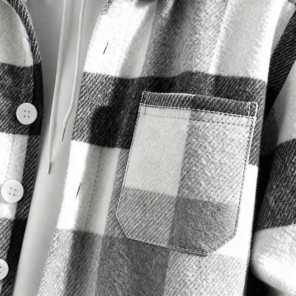 Men's Plaid Shirt Jacket & Hoodie Set