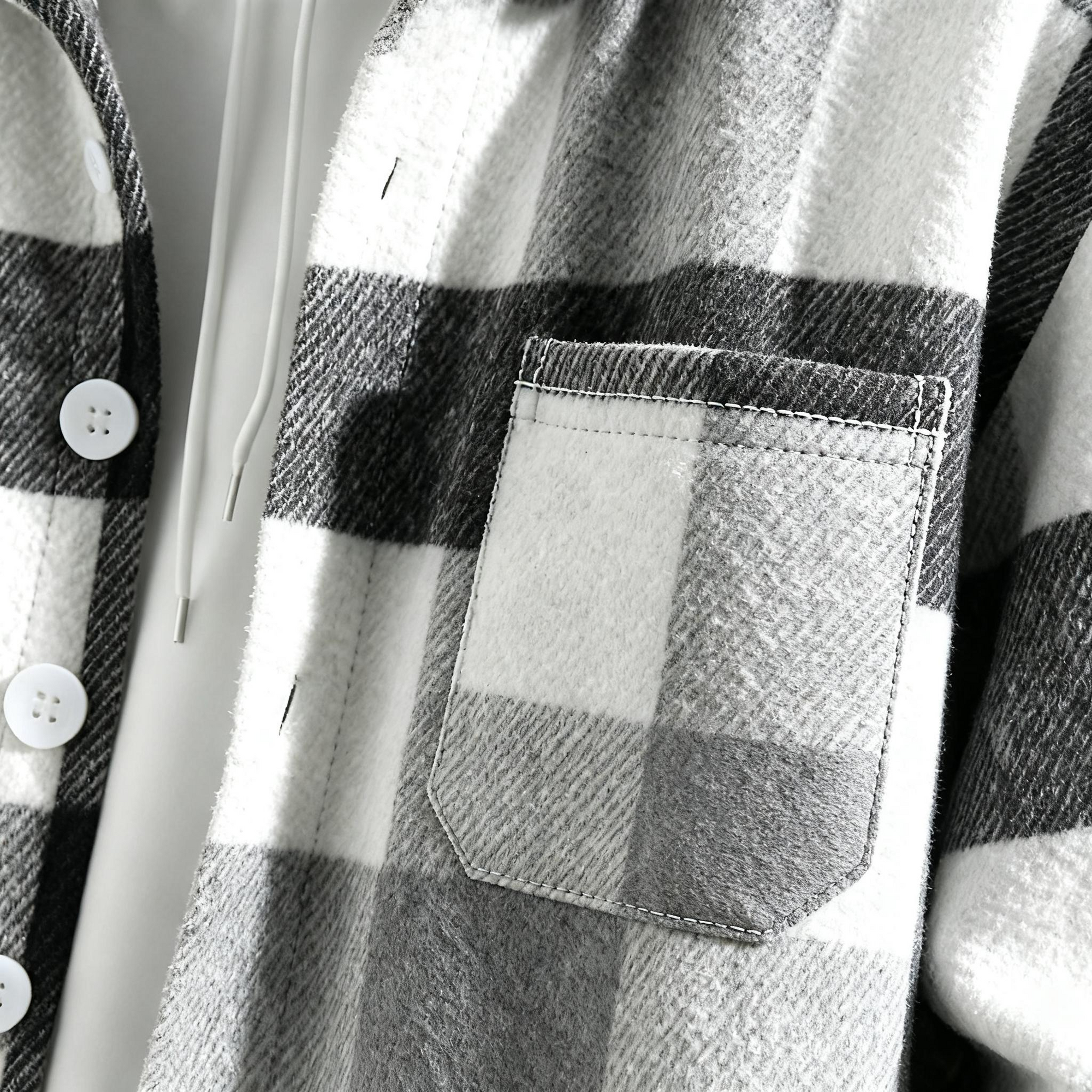 Men's Plaid Shirt Jacket & Hoodie Set